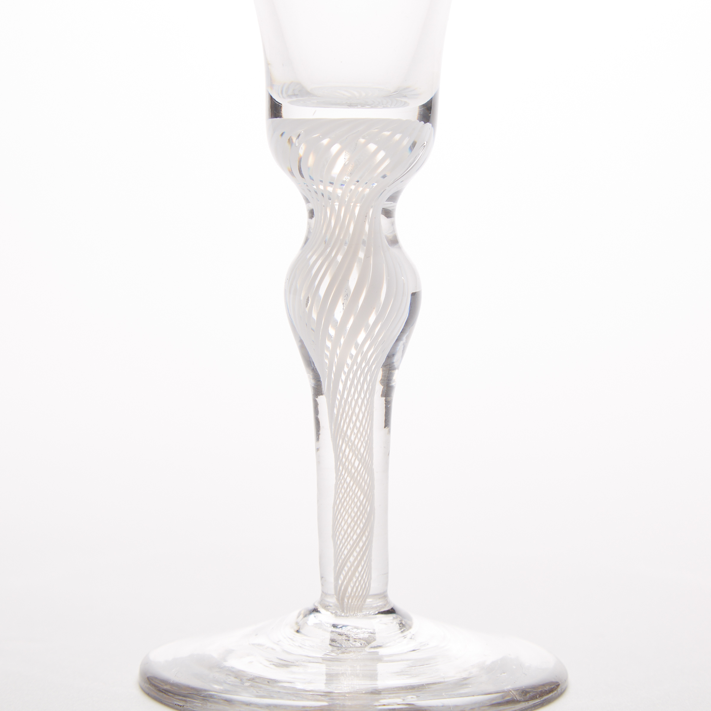 English Knopped Opaque Twist Stemmed Wine Glass, c.1760