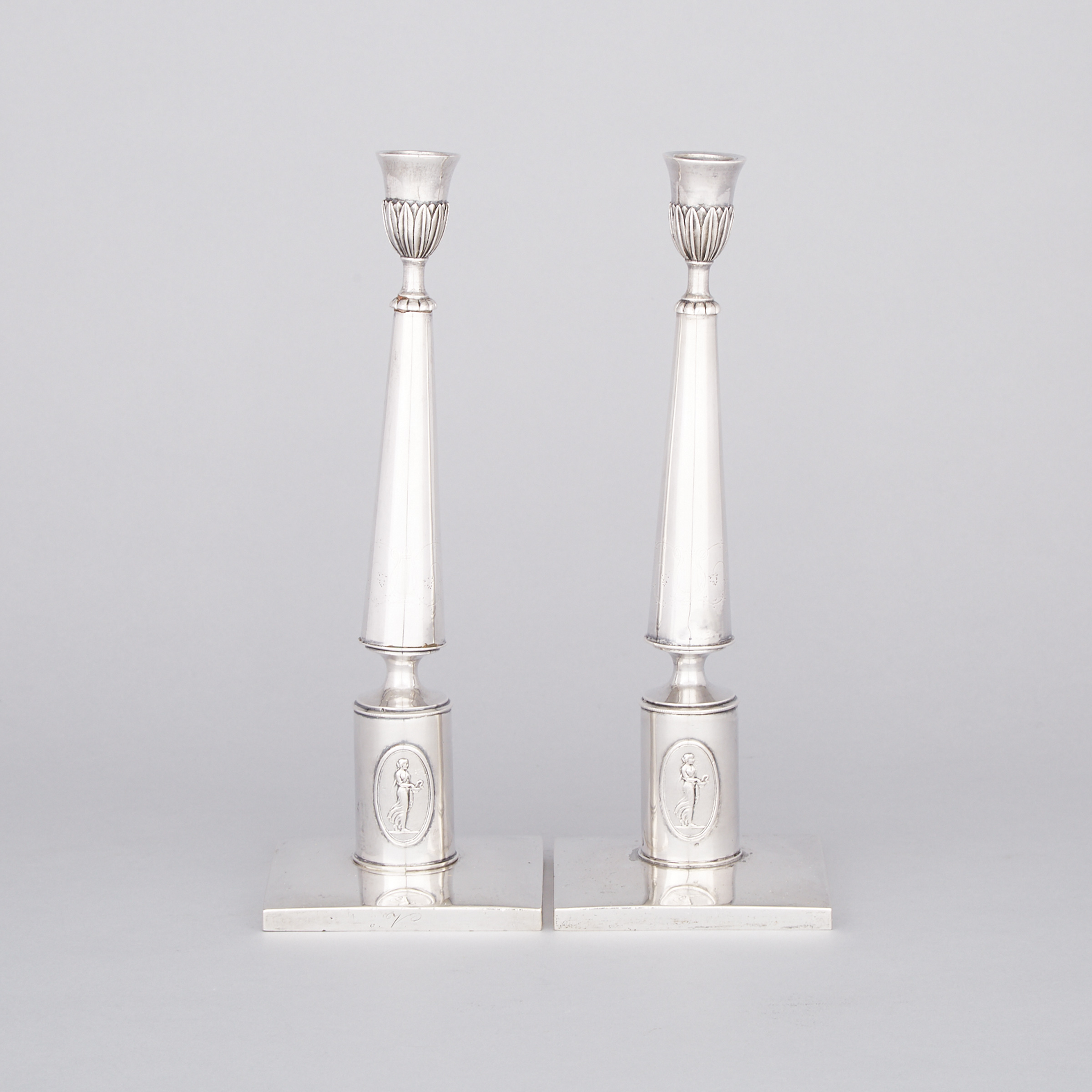 Pair of German Silver Table Candlesticks, Augsburg, 1816
