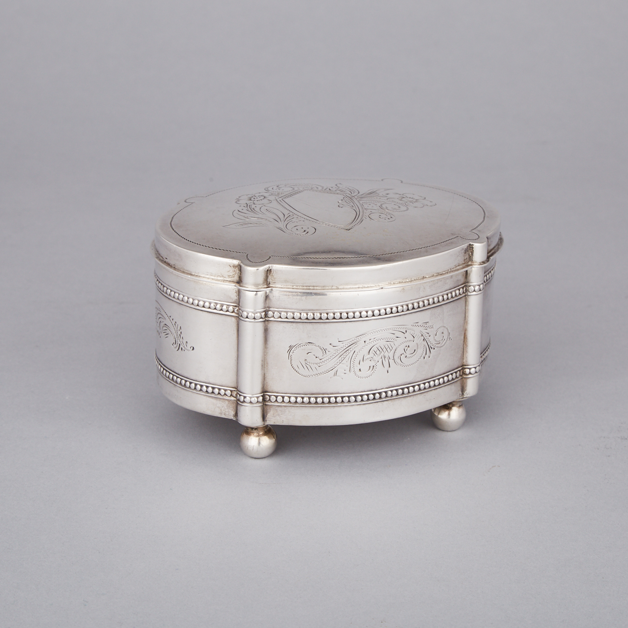 Czechoslovakian Silver Oval Sugar Box, 1920s