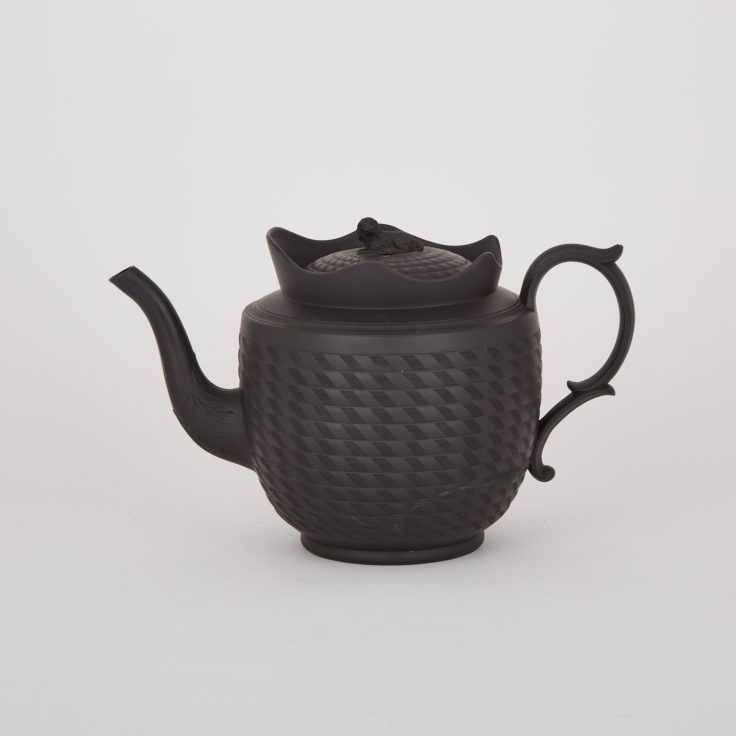 English Black Basalt Large Teapot, 19th century