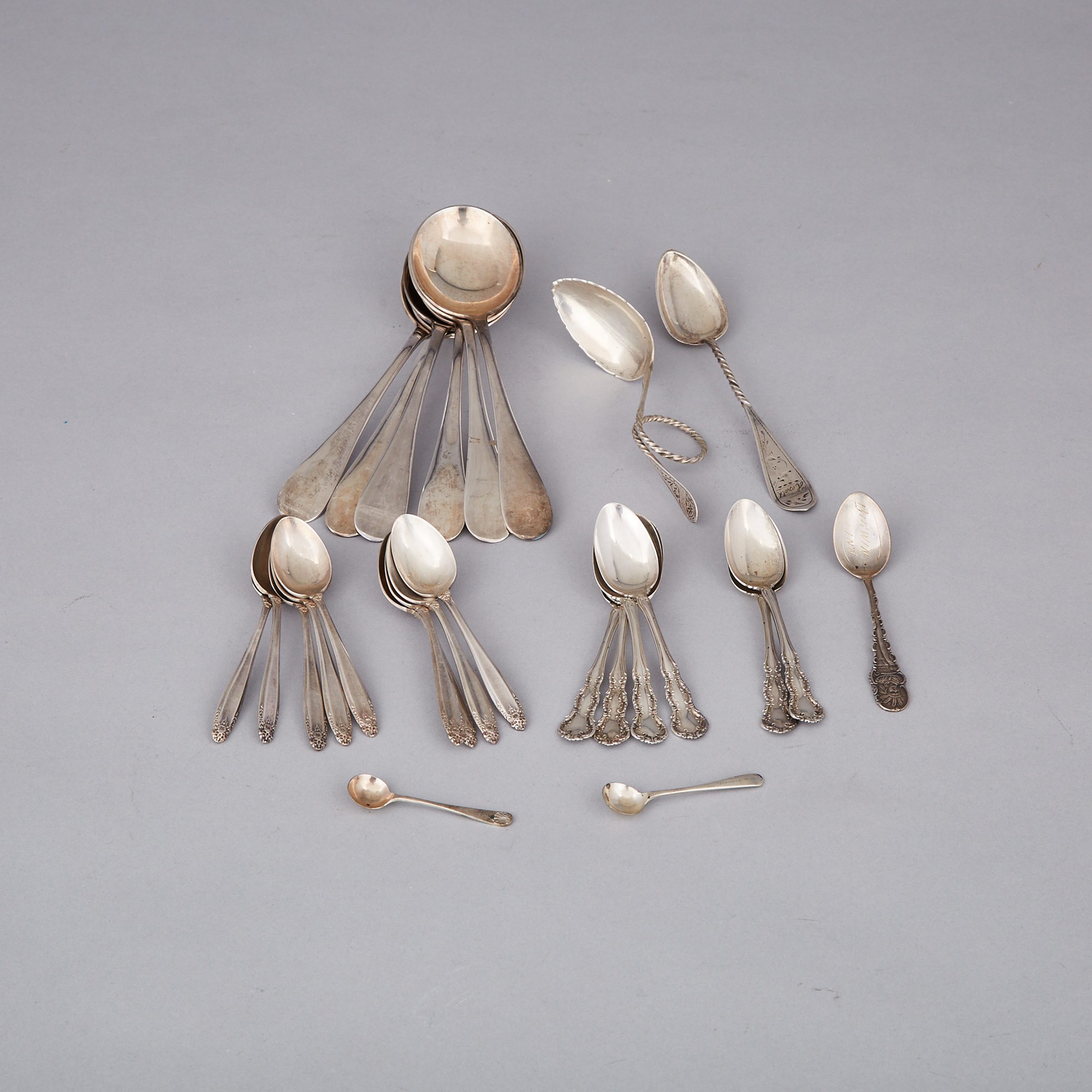 Group of Twenty-Six Mainly North American Silver Spoons, 20th century