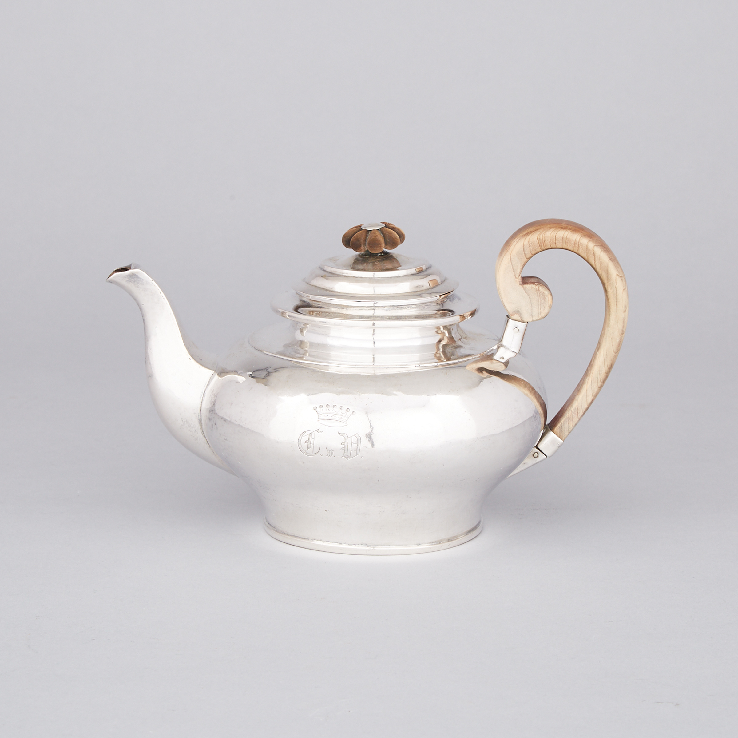 German Silver Teapot, Christian Wolfgang Kaupert, Kassel, mid-19th century