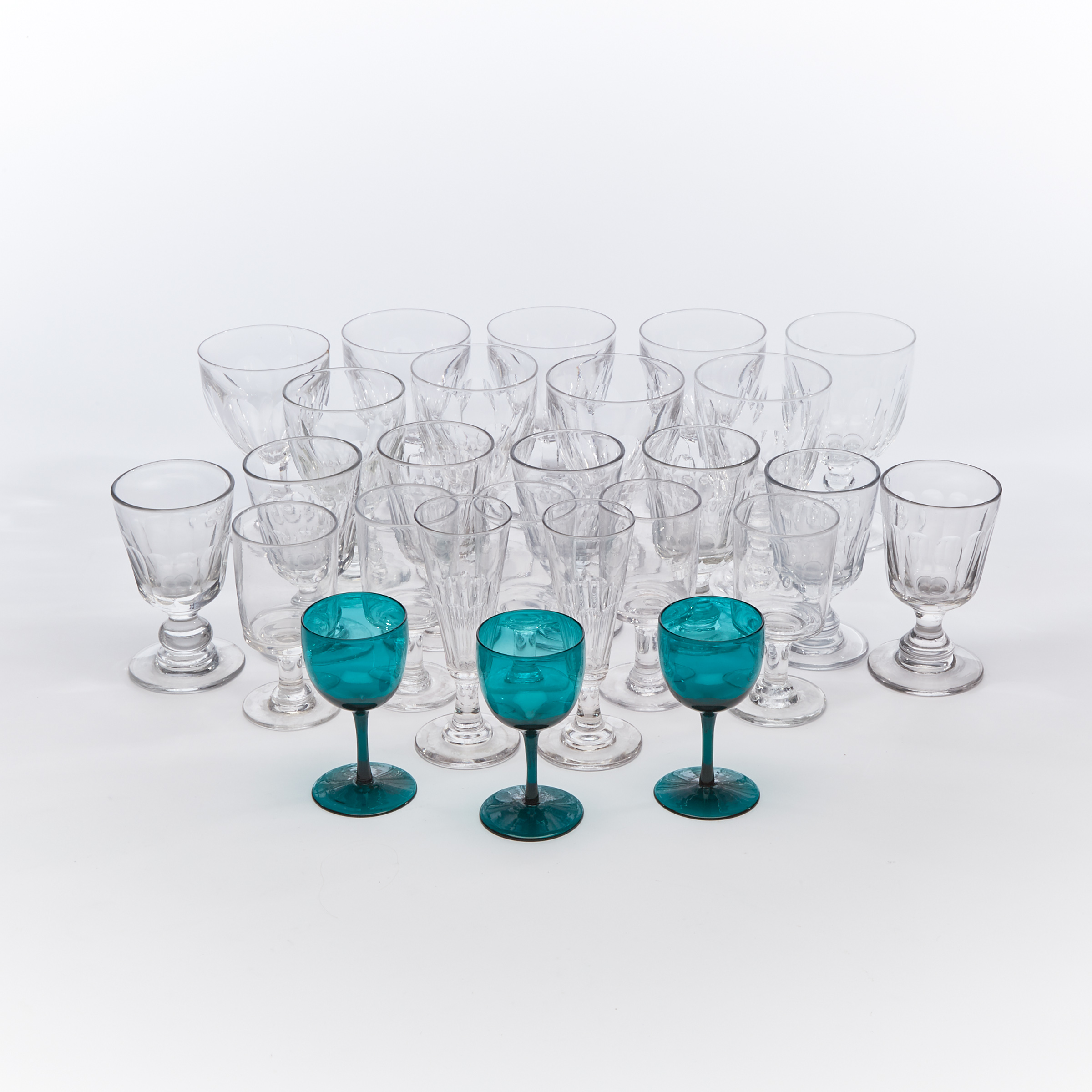 Group of Twenty-Six Various Mainly English Glass Drinking Glasses, 19th century