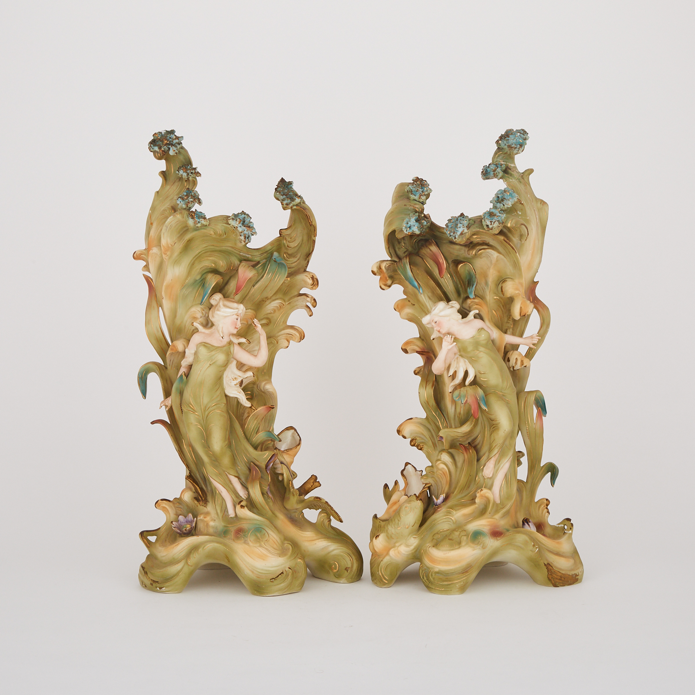 Pair of German Porcelain Vases, Conta & Boehme, c.1900