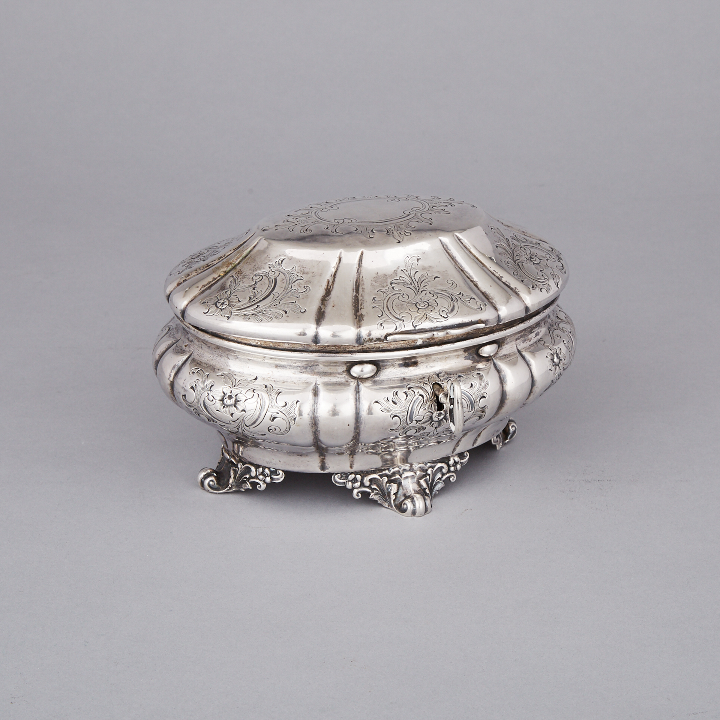 Swiss Silver Oval Sugar Box, 19th century