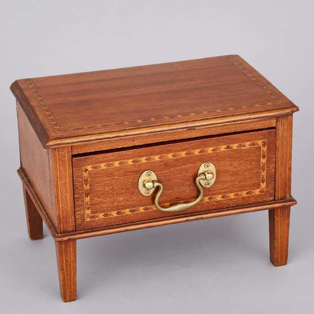 Tunbridge Ware Box and a Small Inlaid Mahogany Drawer on Stand, early 20th century