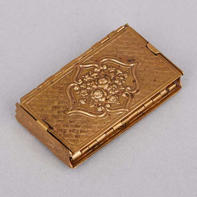 J. W. Lewis ‘Beatrice’ Gilt Brass Book Form Needle Case, 2nd half, 19th century