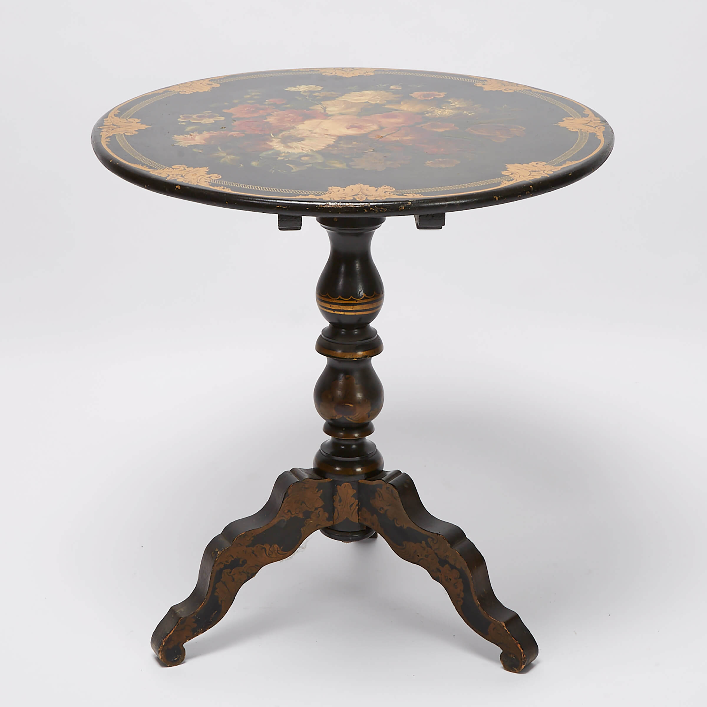 Victorian Painted Tilt Top Table, mid 19th century