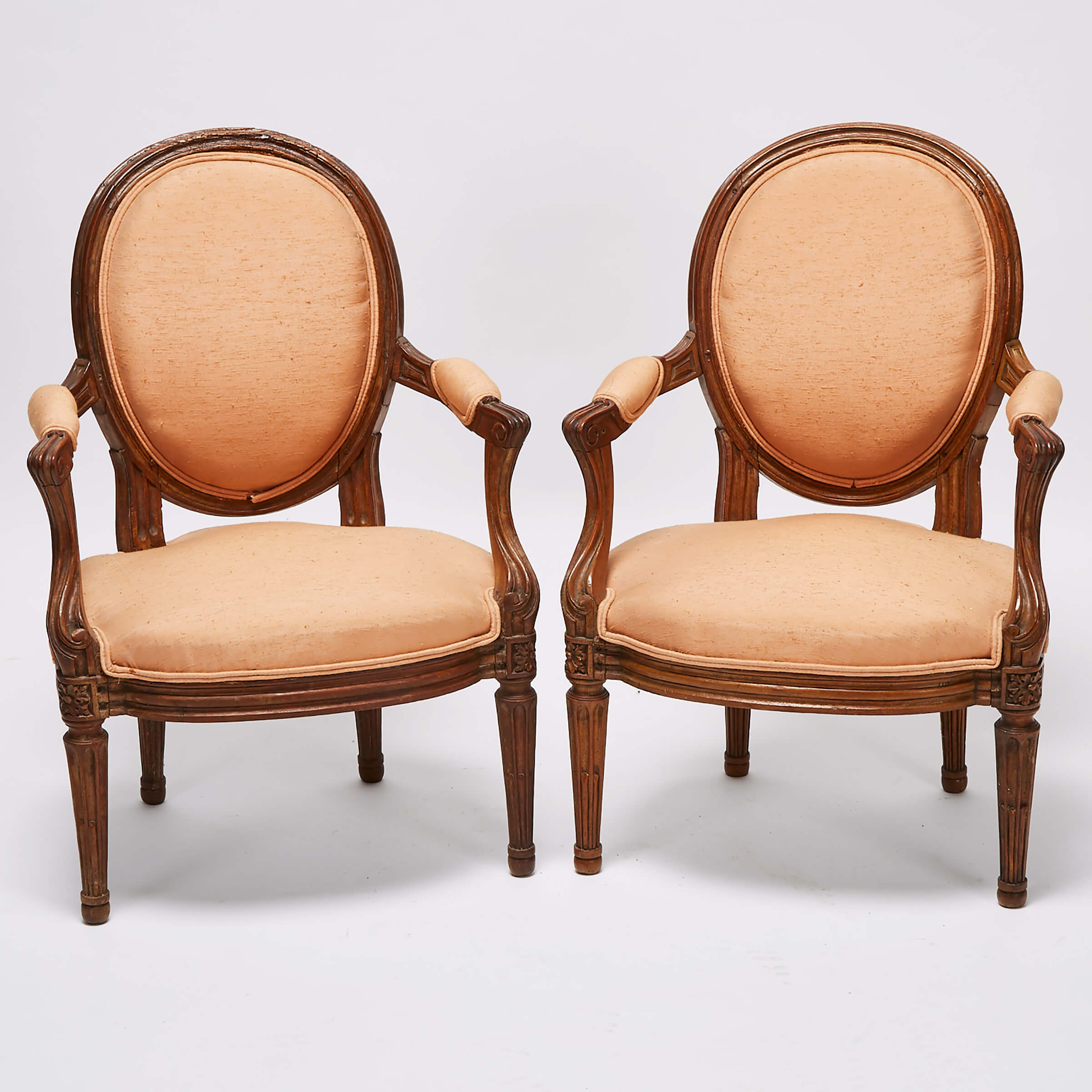 Pair of French Provincial Children’s Walnut Fauteuils, 19th century