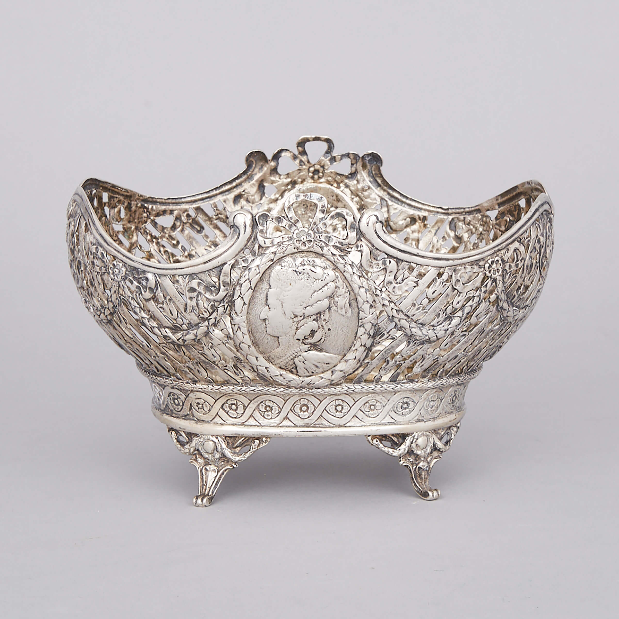 German Silver Pierced Basket, probably Georg Roth & Co., Hanau, c.1900