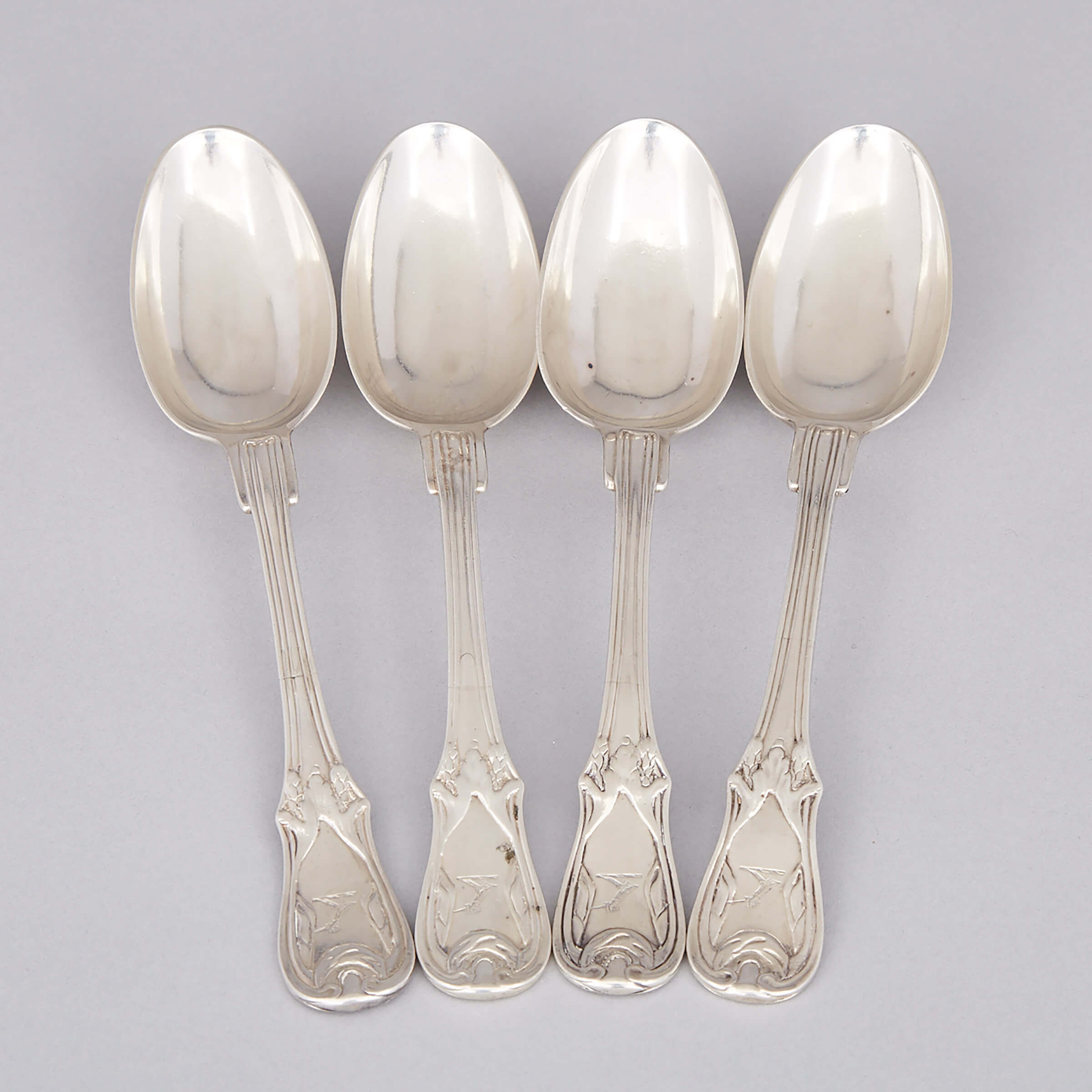 Four Belgian Silver Table Spoons, mid-18th century