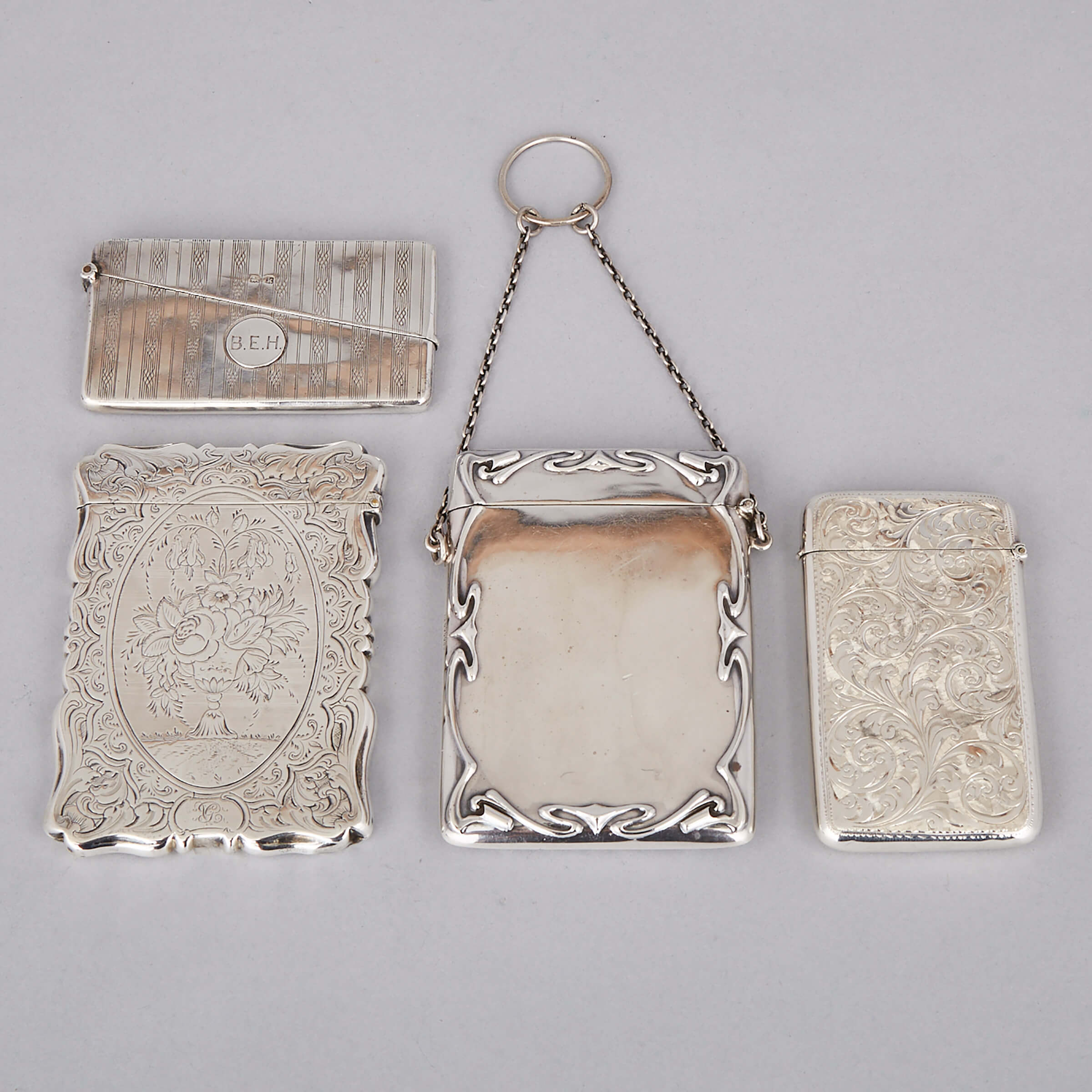 Four Victorian and Edwardian Silver Card Cases, c.1856-1913