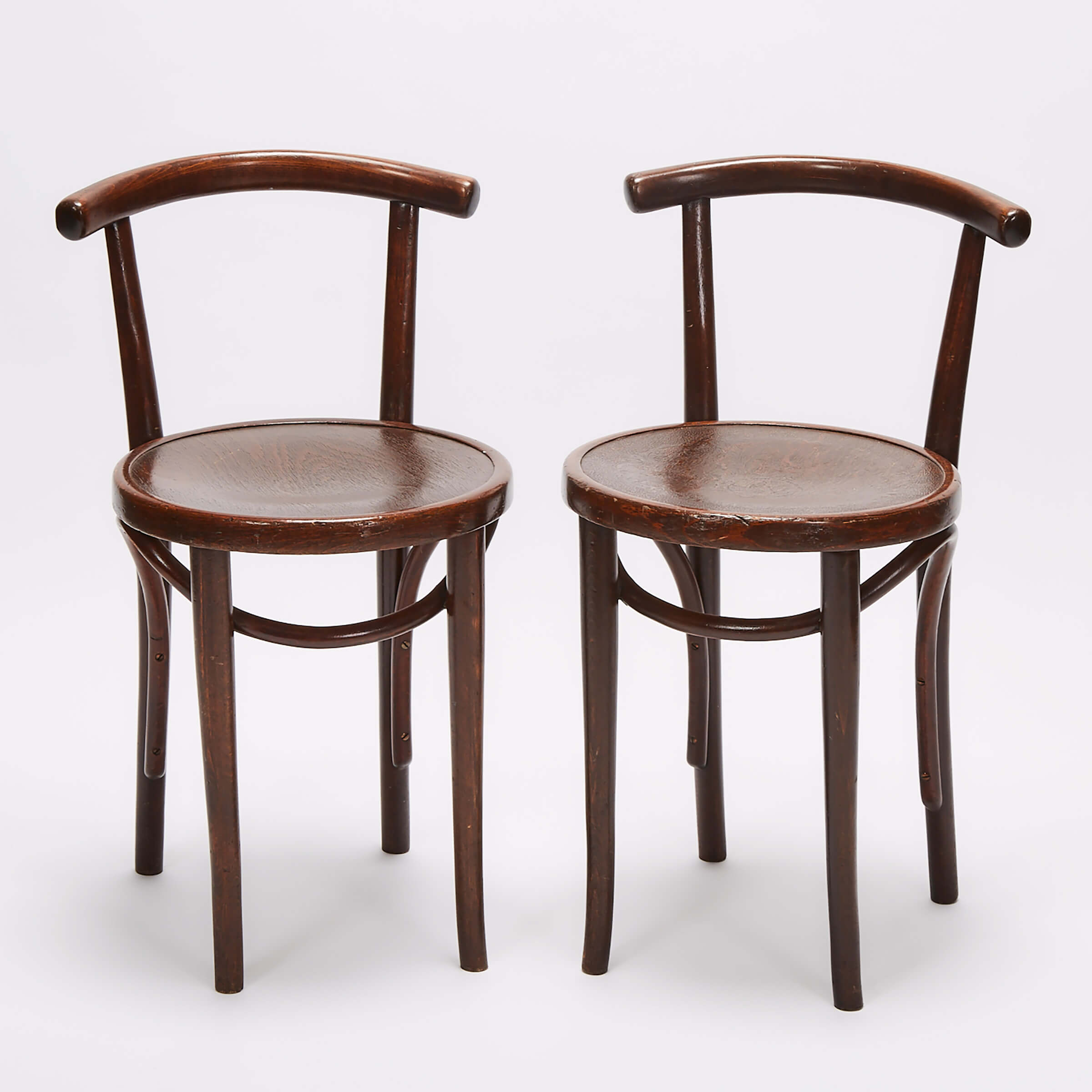 Pair of Thonet, Vienna, Bentwood Lowback Side Chairs, c.1910