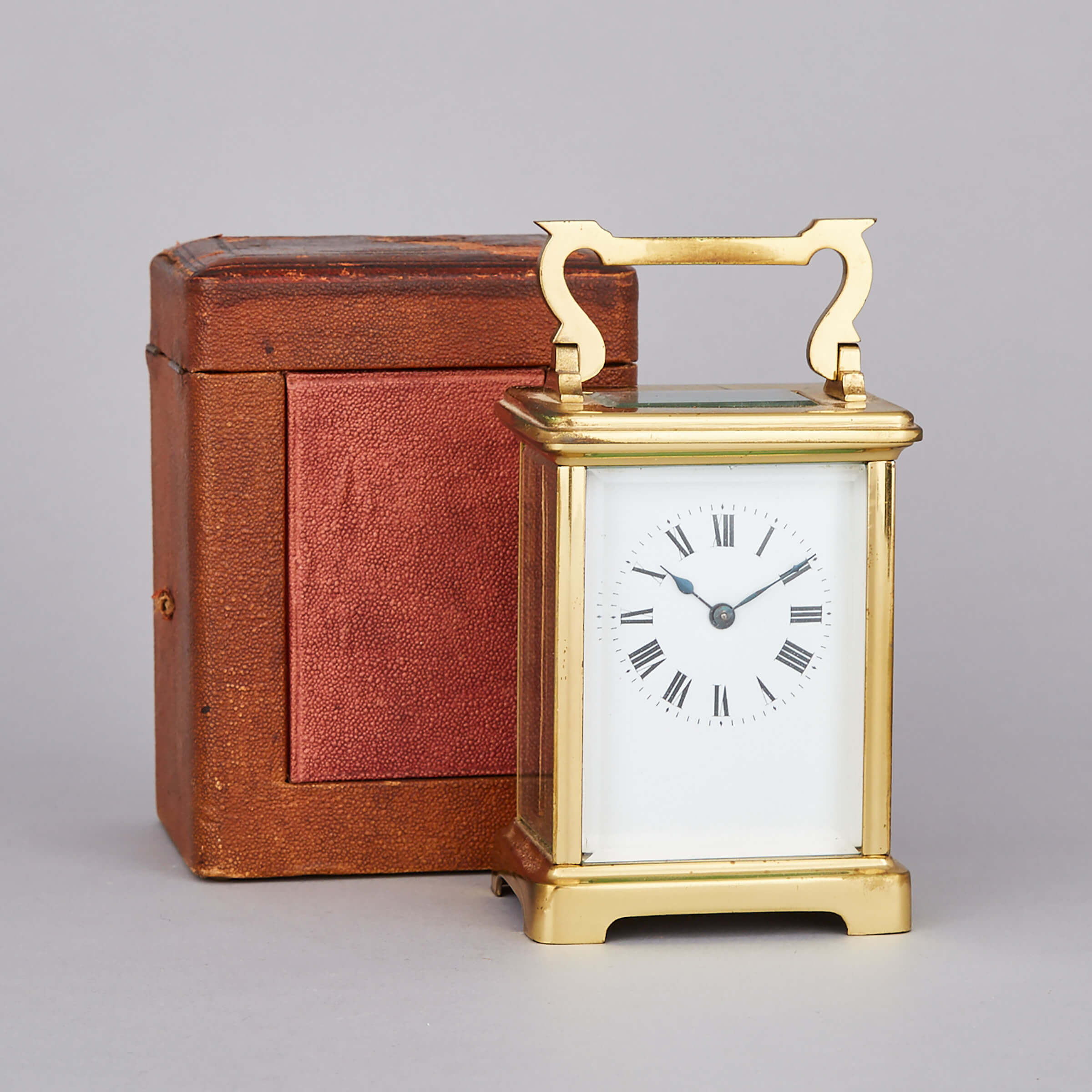 French Lacquered Brass Carriage Clock, early 20th century