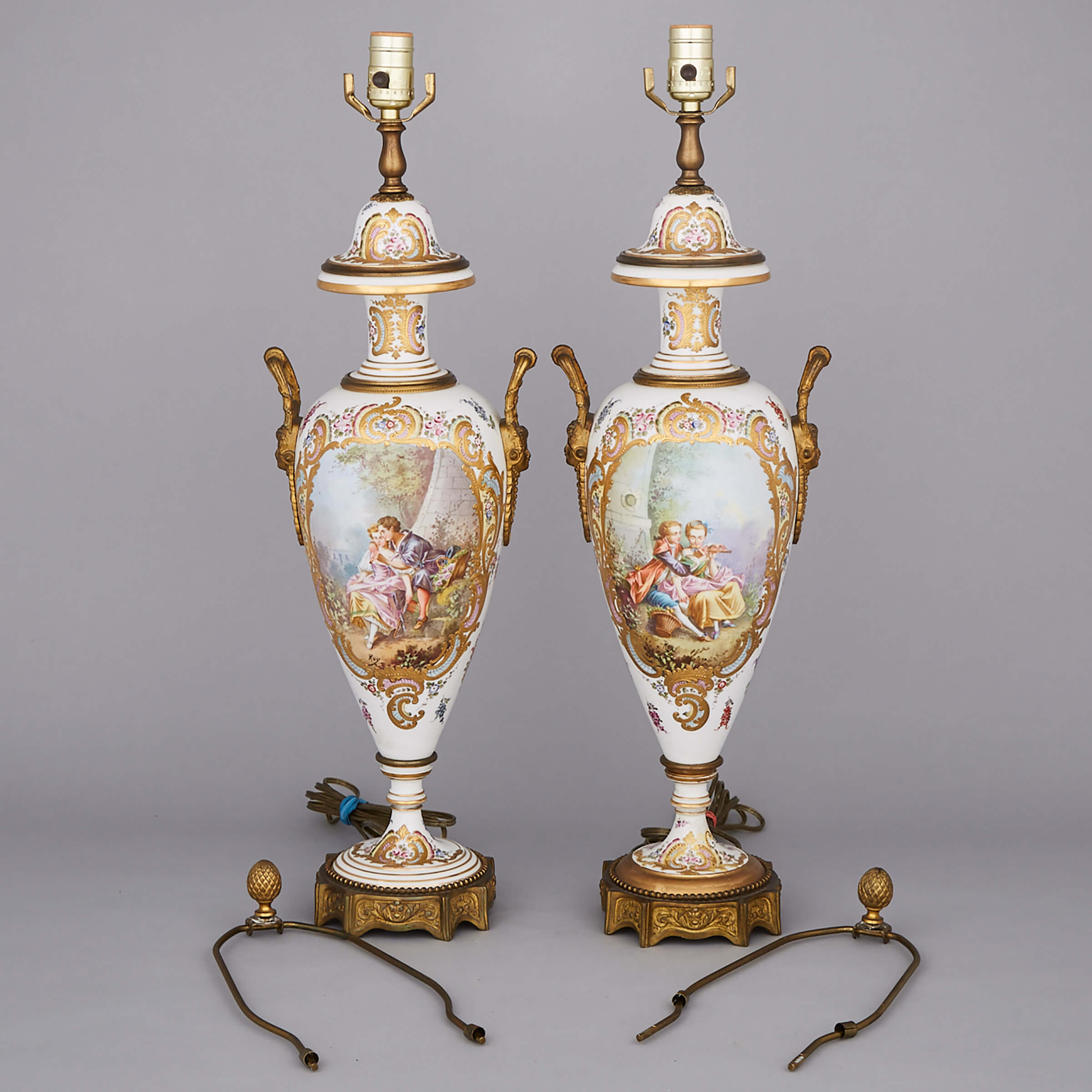 Pair of Ormolu Mounted ‘Sèvres’ Table Lamps, early 20th century