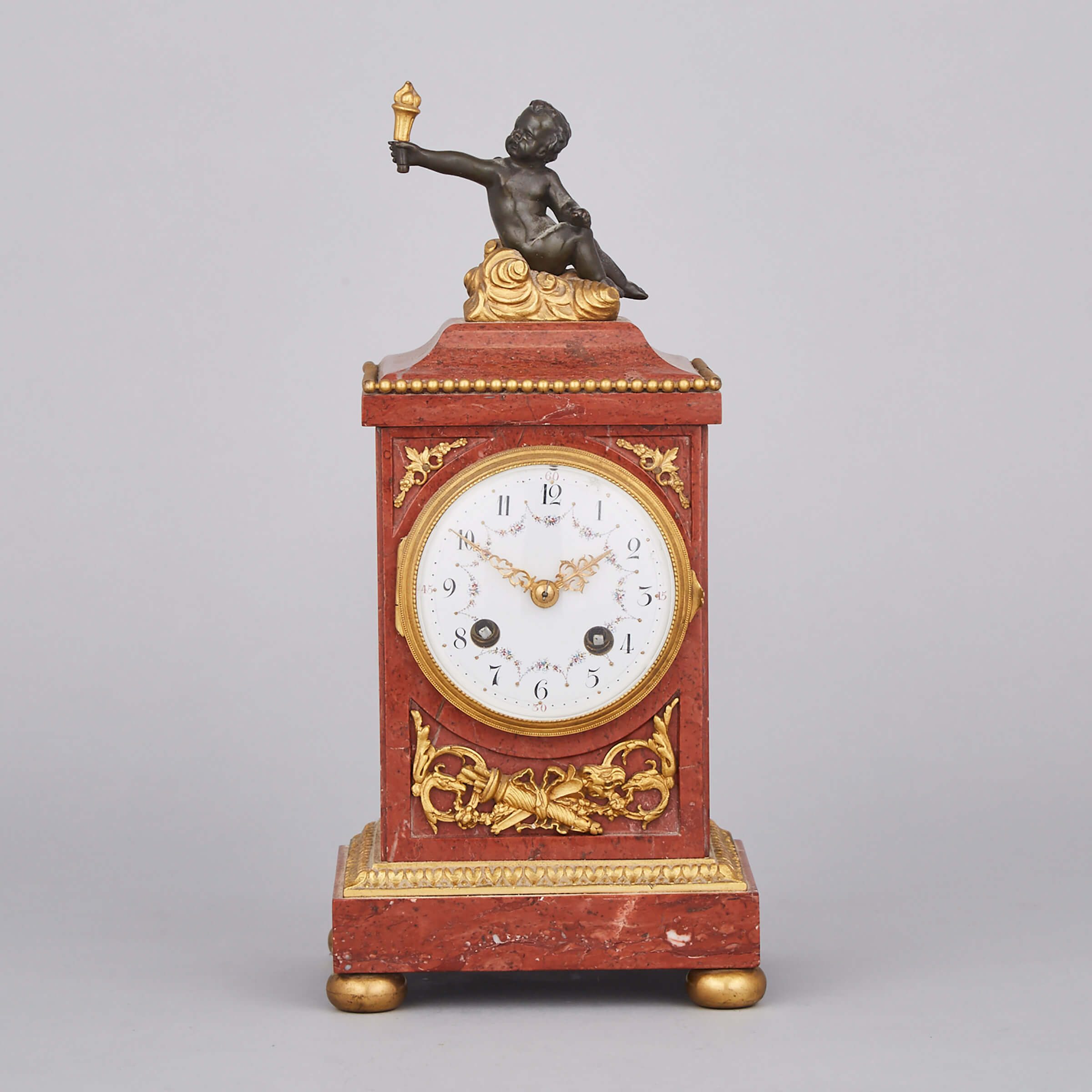 Small Louis XVI Style Ormolu Mounted Marble Mantel Clock, c.1900