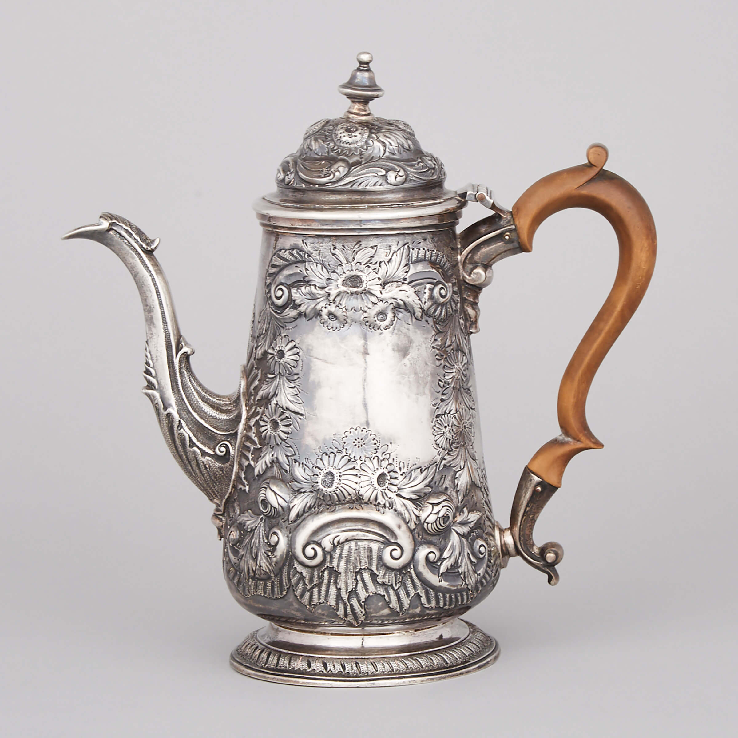 George II Silver Coffee Pot, Isaac Cookson, Newcastle, 1746