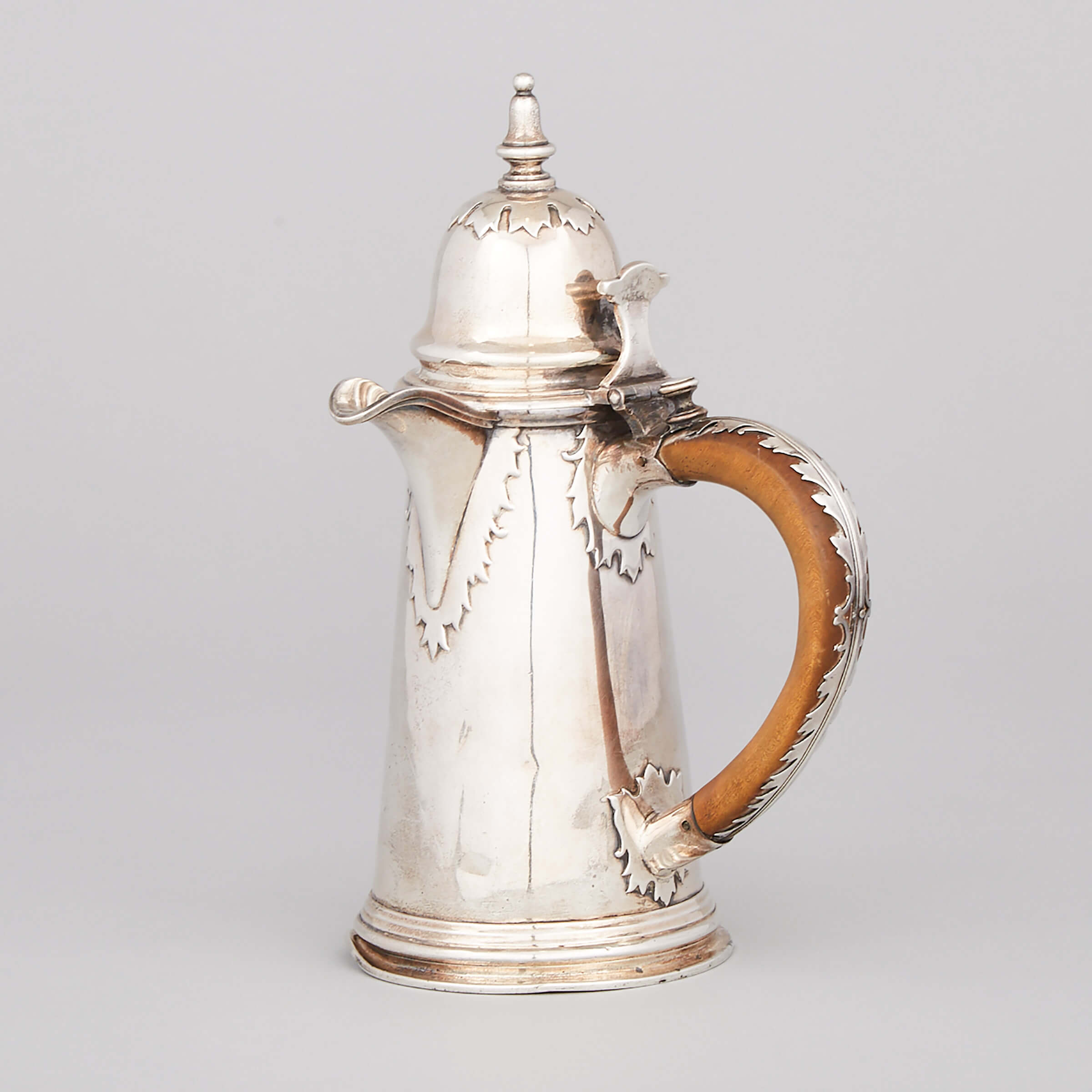 English Silver Queen Anne Style Hot Milk Pot, William Comyns, London, 1911