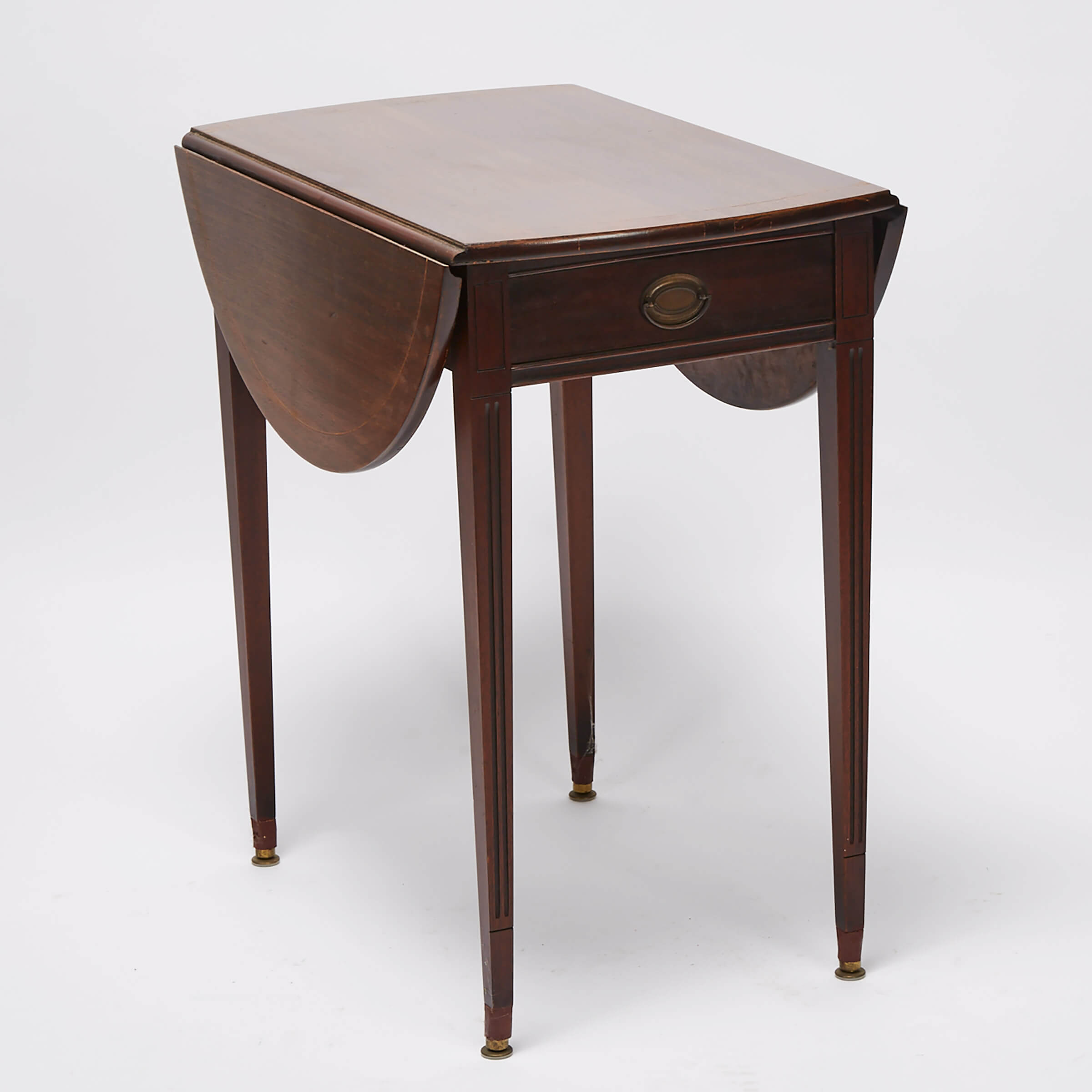 Regency Style Satinwood Strung Mahogany Oval Pembroke Table, early 20th century
