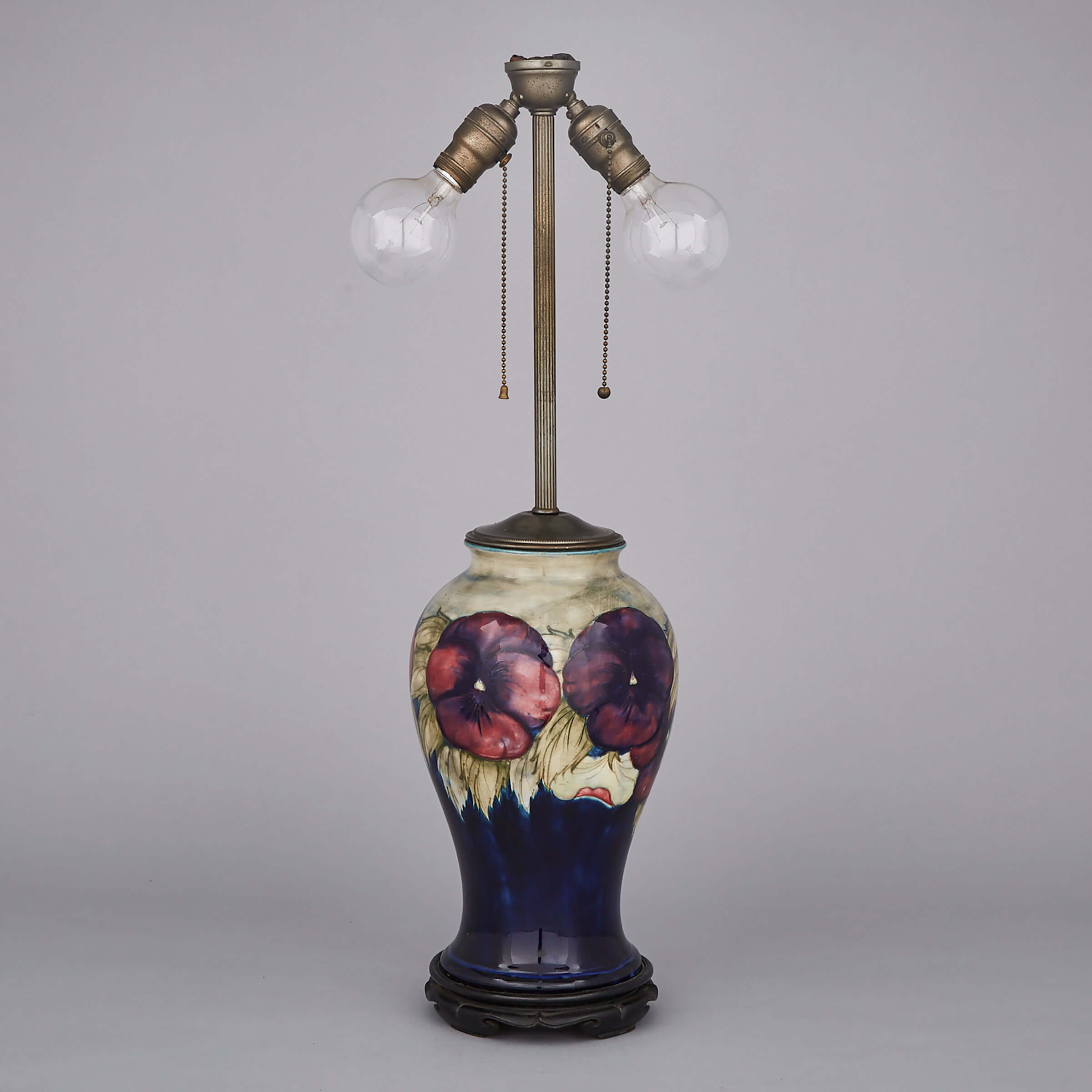 Moorcroft Pansy Table Lamp, c.1916-18