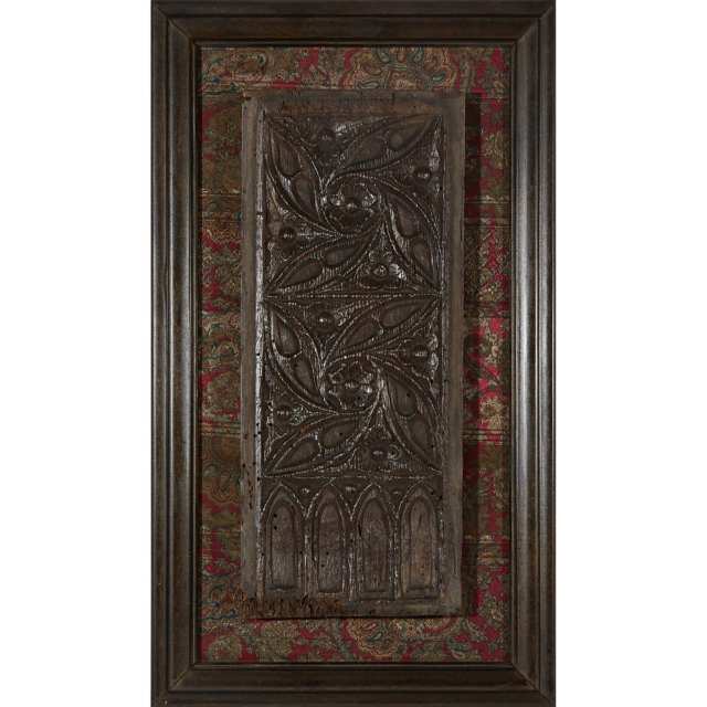 Pair of English Gothic Relief Carved Oak Panels, 16th century