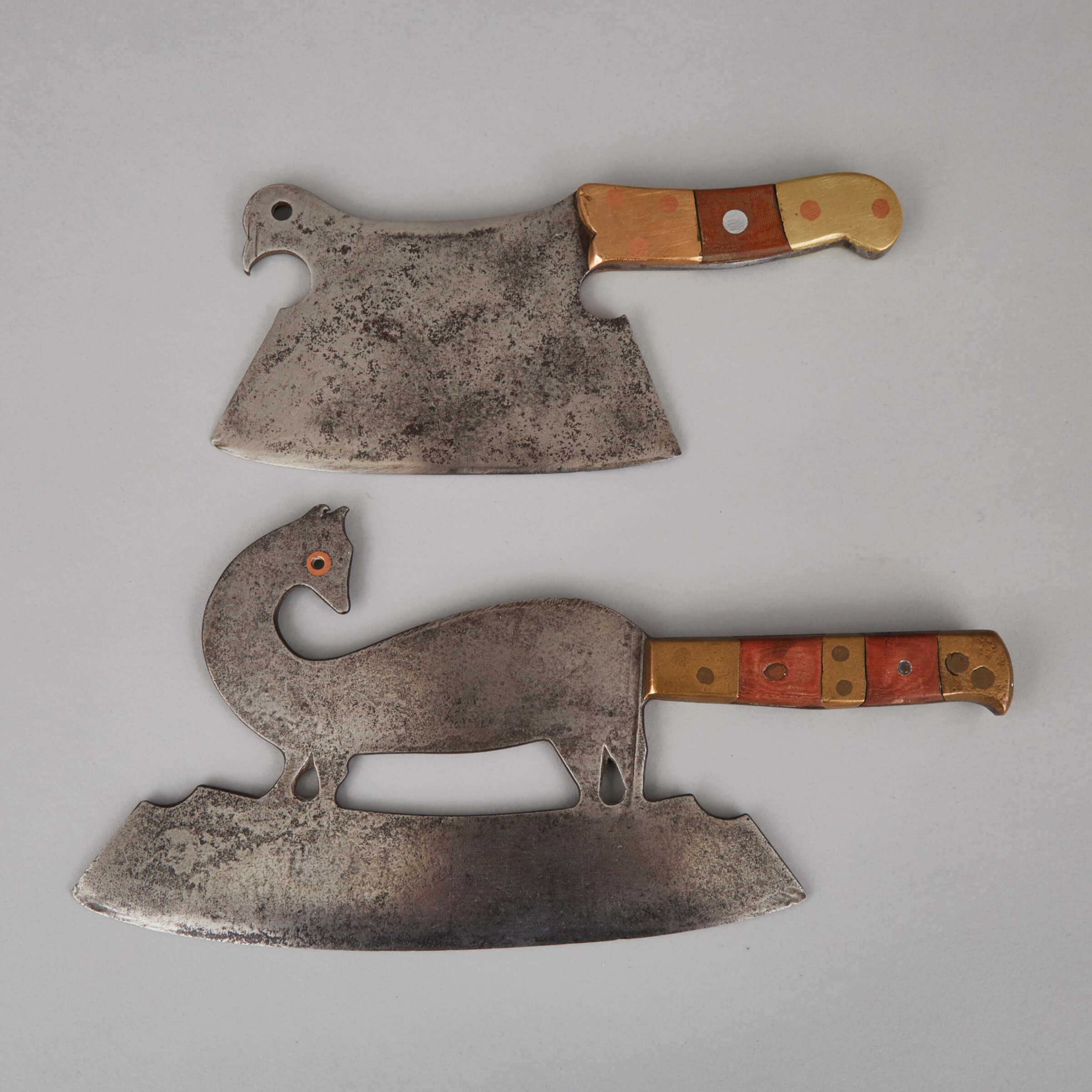 Two French Zoomorphic Iron Meat Cleavers, 19th century
