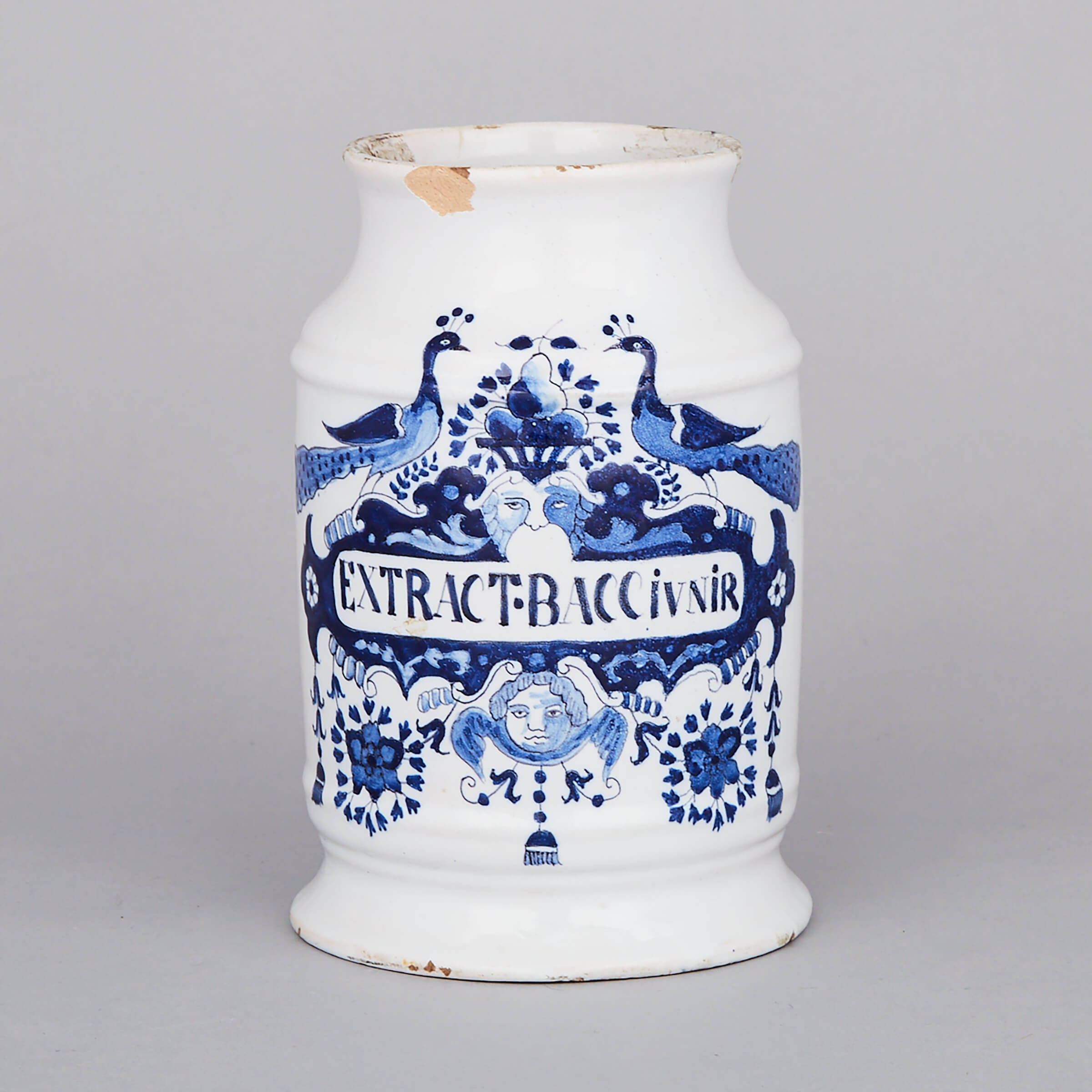 Dutch Delft Blue and White Apothecary Jar, 18th century