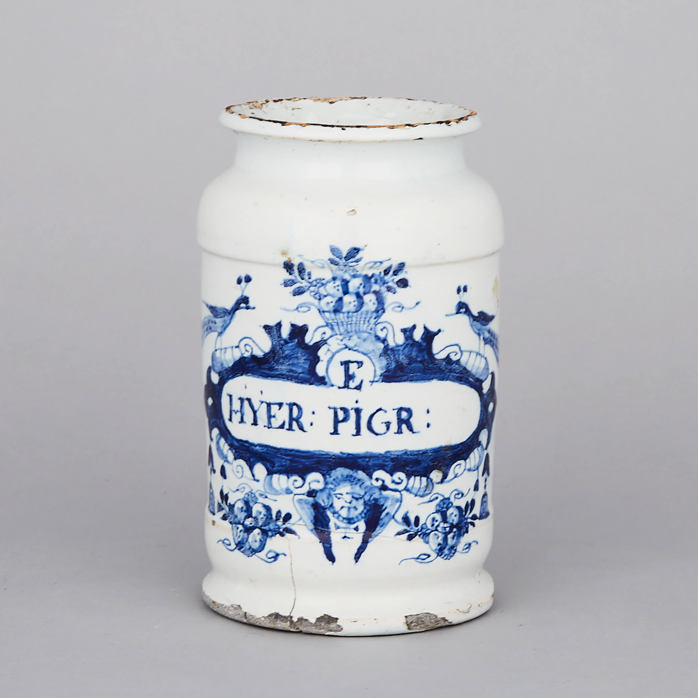 Dutch Delft Blue and White Apothecary Jar, 18th century