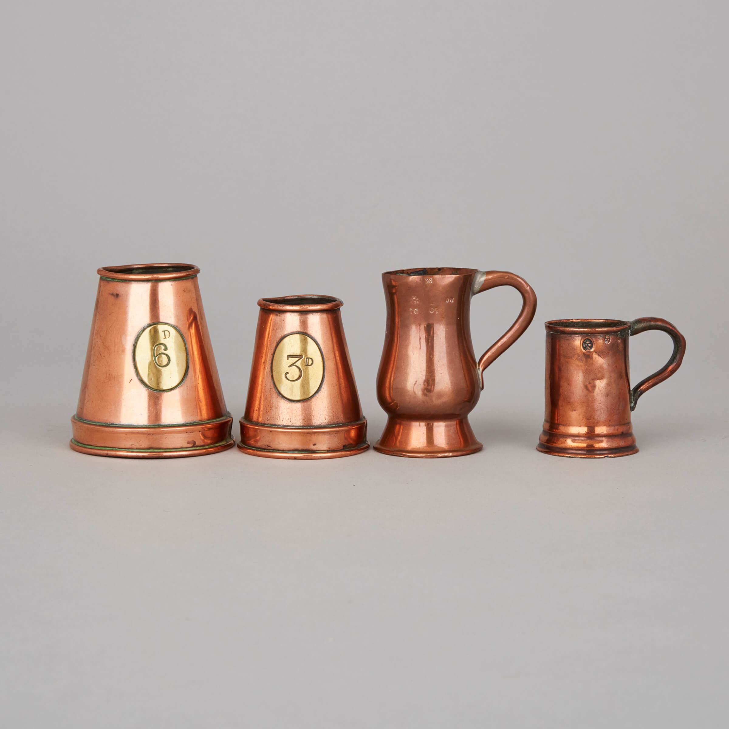 Four Small Scottish Copper Measures, 19th century