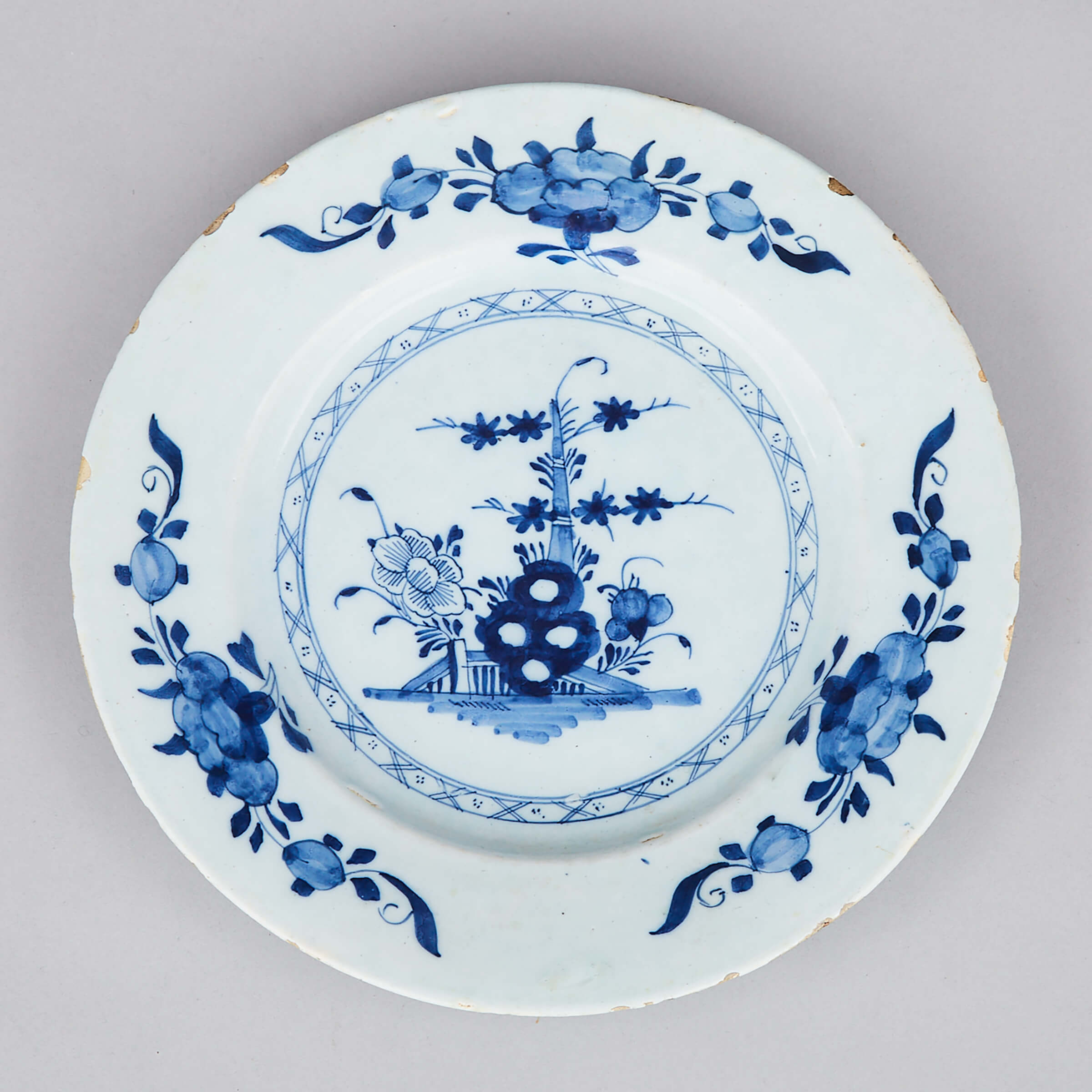 English Delft Blue and White Plate, probably Liverpool, c.1770