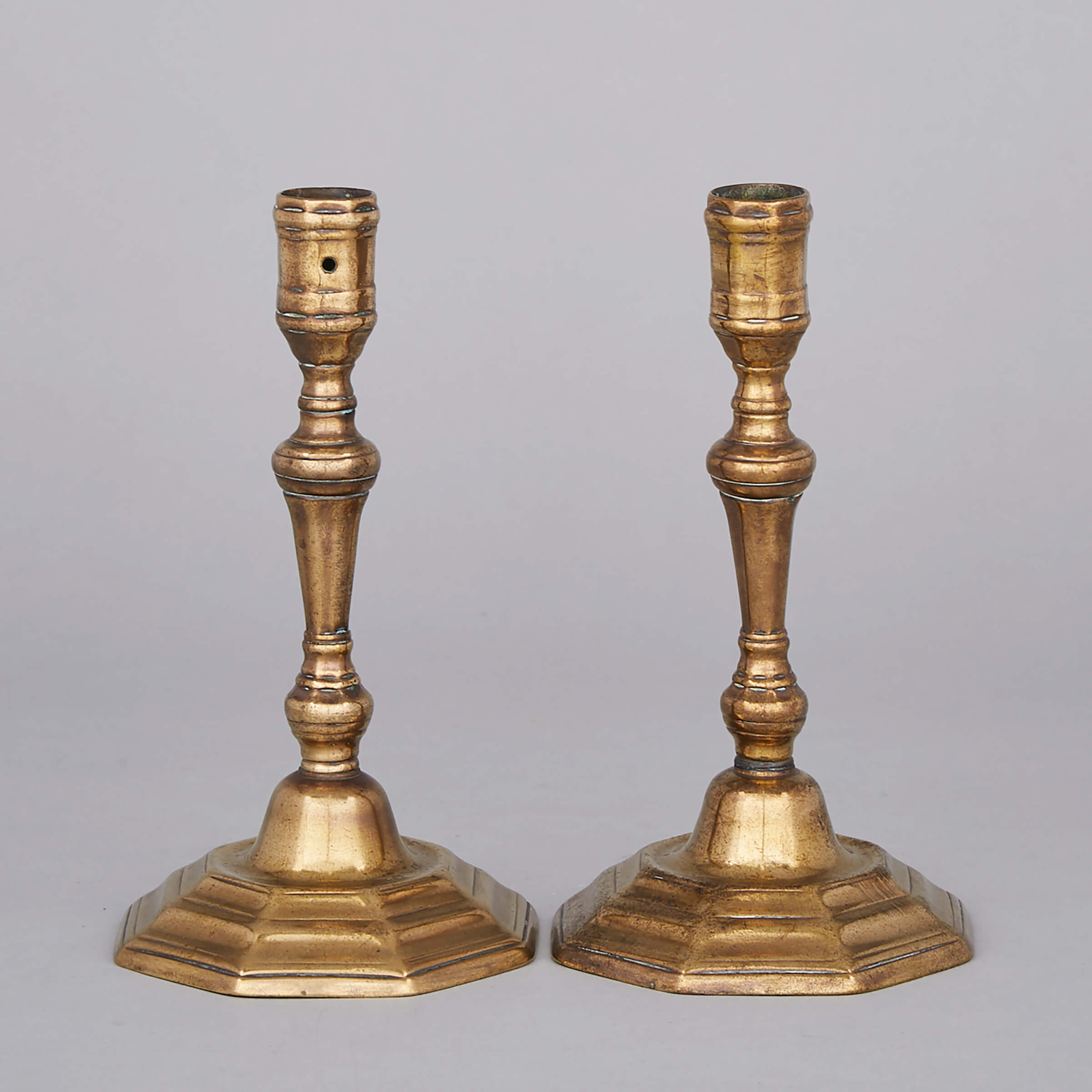 Pair of Netherlandish Brass Candlesticks, c.1700