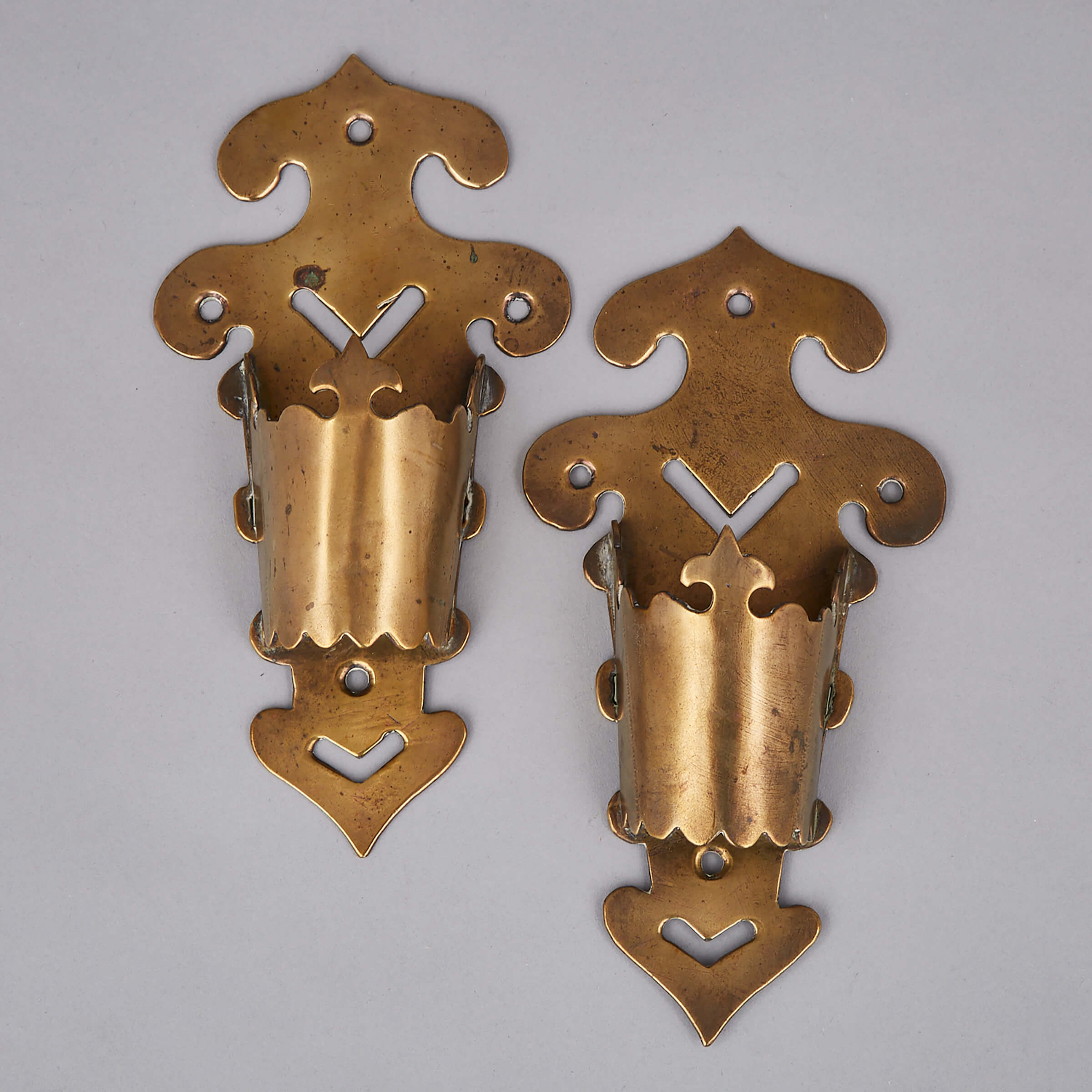 Pair of Victorian Brass Spill Holders, 19th century