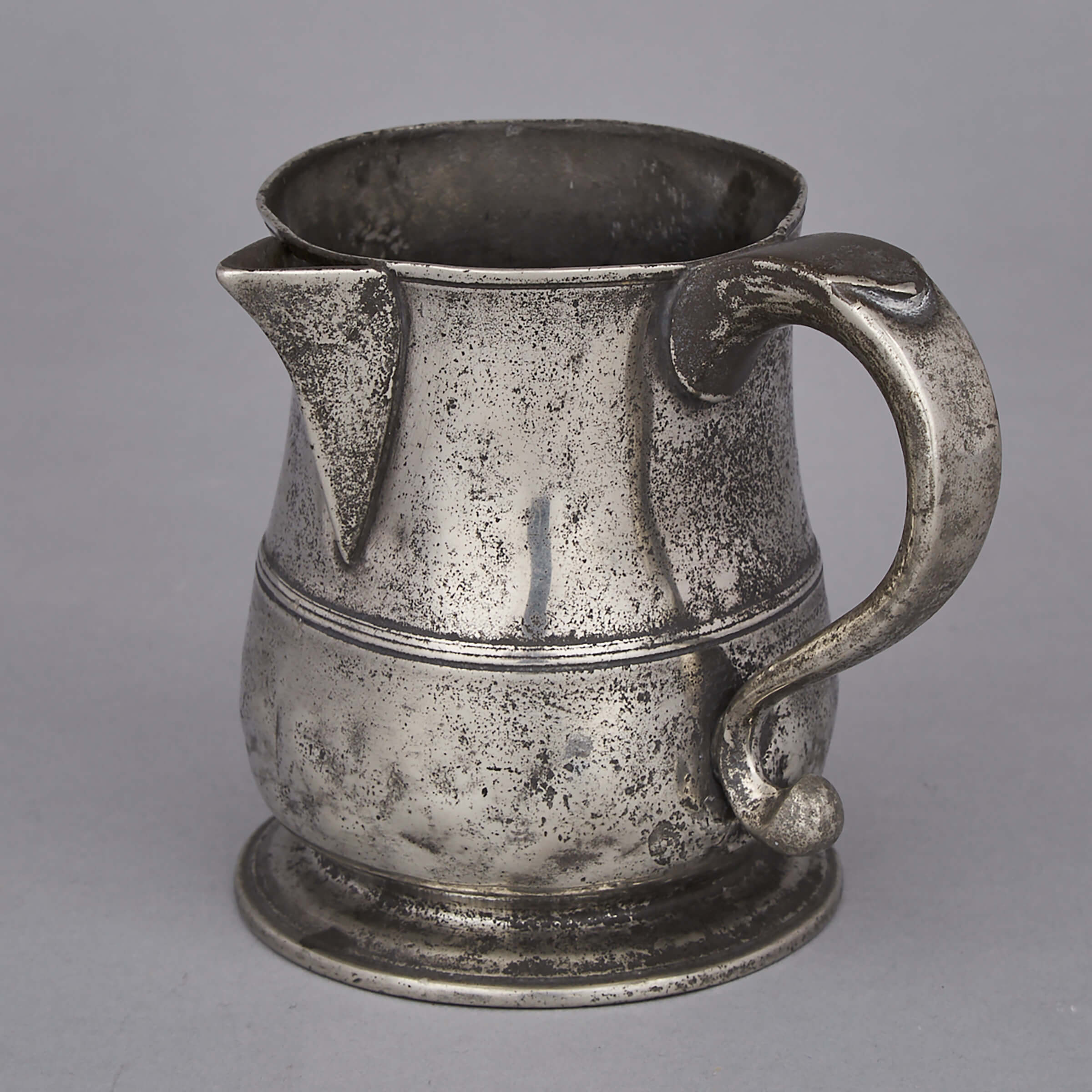 George III Pewter Tulip Form Spouted Measure, c.1780
