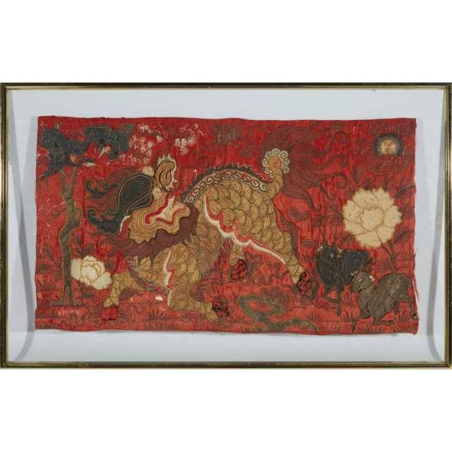 A Silk Embroidery of a Qilin, 18th/19th Century