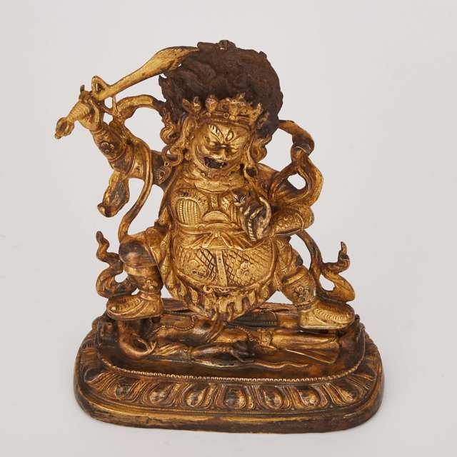 A Tibetan Gilt Bronze Figure of Mahakala