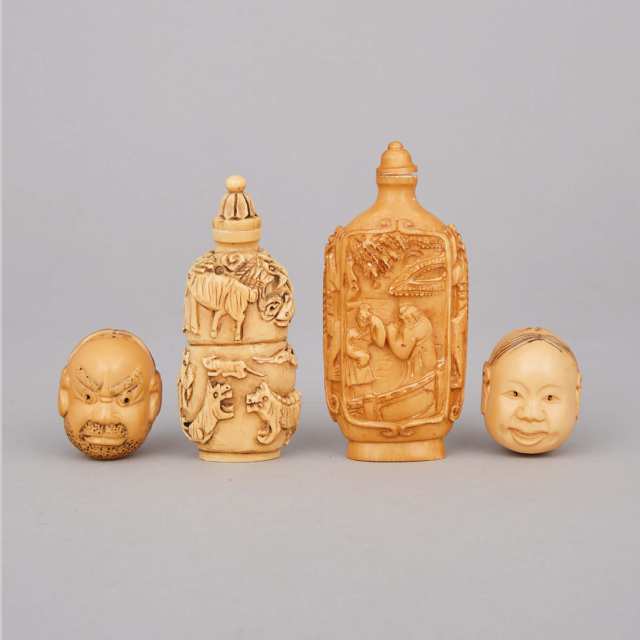 A Group of Four Ivory Carved Items