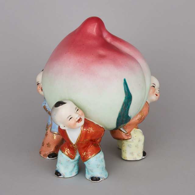 A Chinese Porcelain ‘Boys and Peach’ Group
