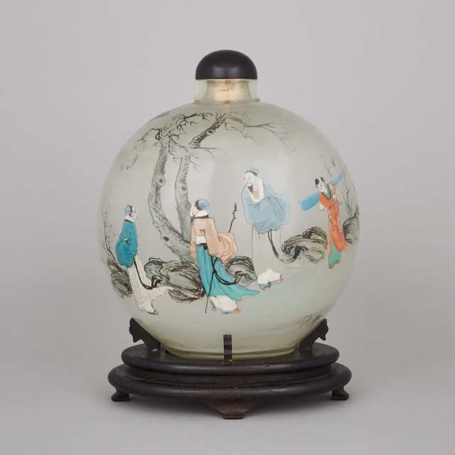 A Massive Interior Painted Glass Snuff Bottle