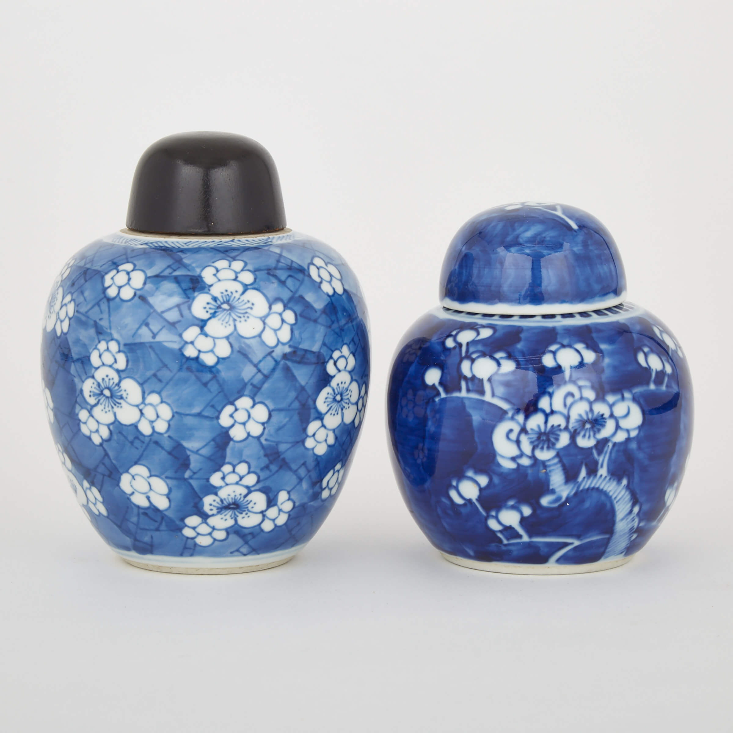 Two Blue and White ‘Prunus’ Ginger Jars, 19th/20th Century