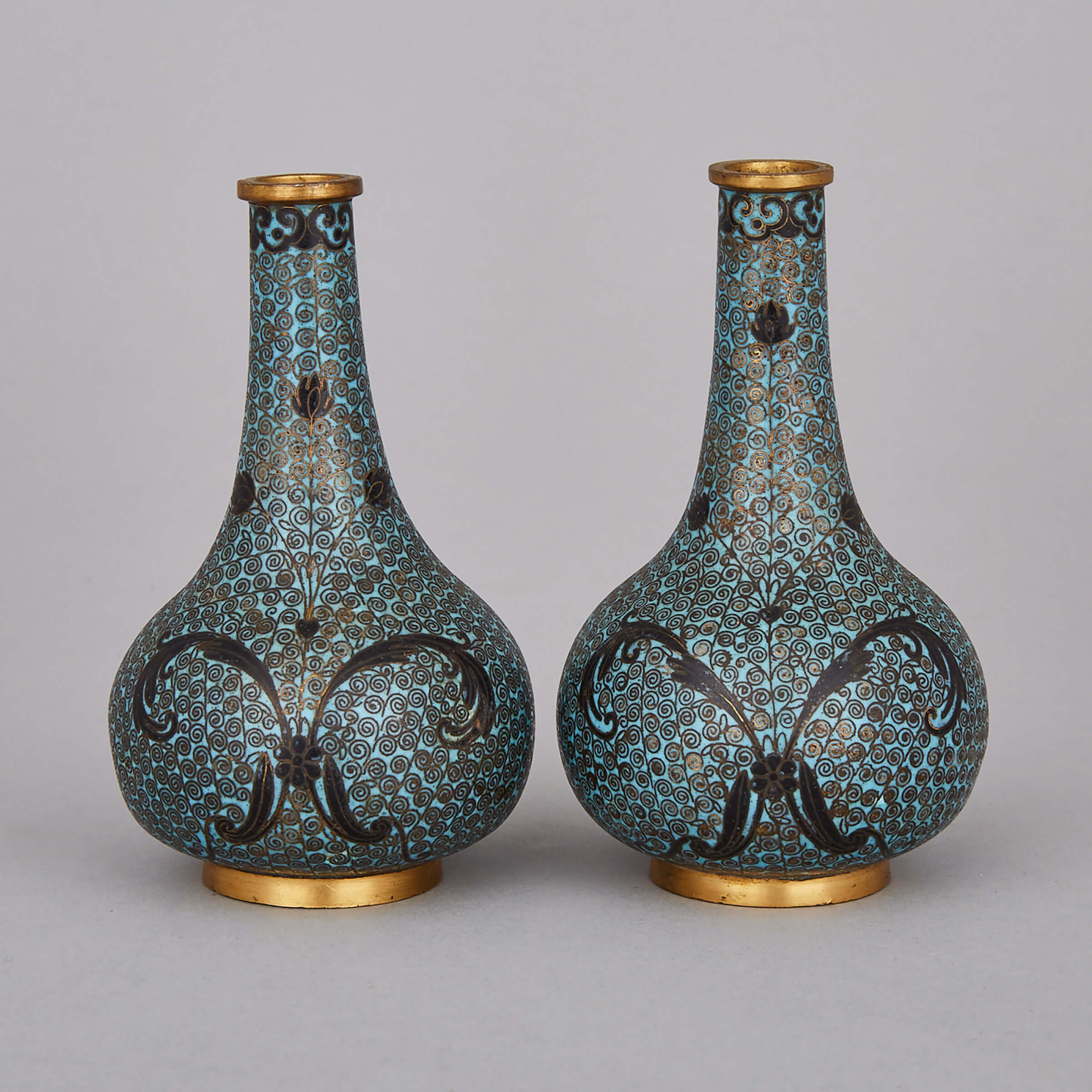 A Pair of Miniature Cloisonné Vases