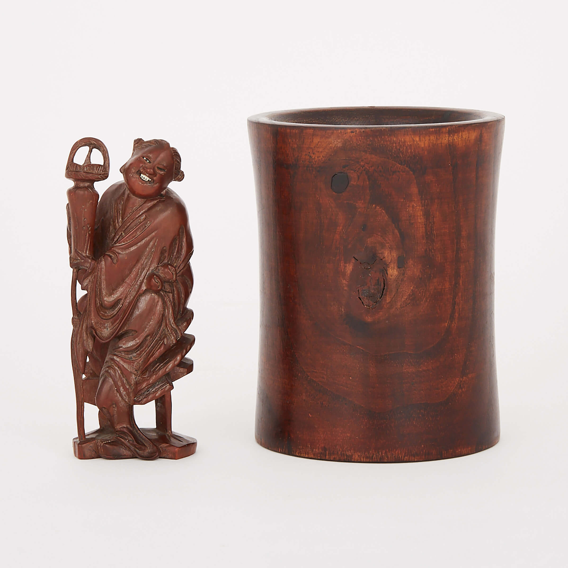 Two Chinese Wood Carved Objects