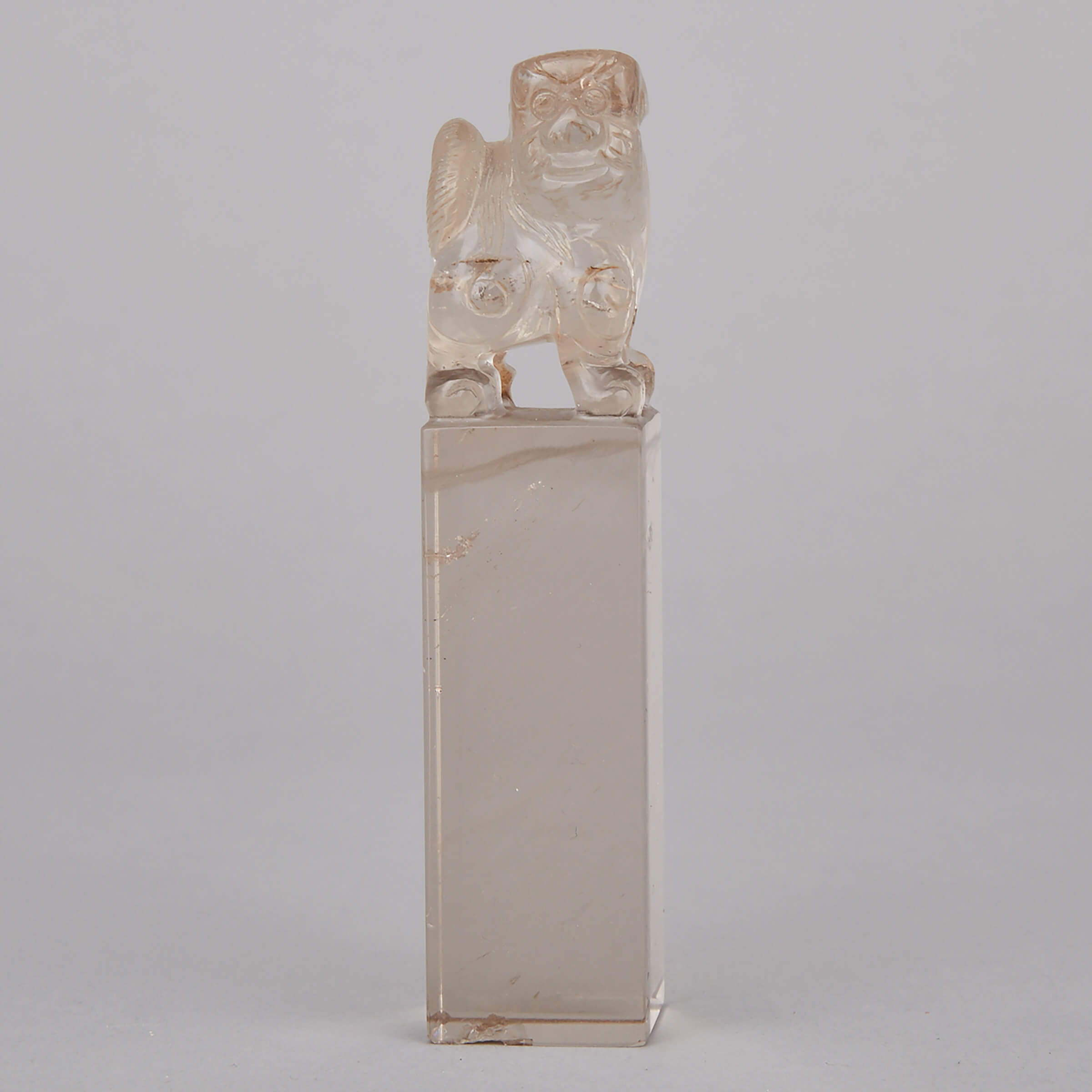 A Chinese Rock Crystal Carved Seal