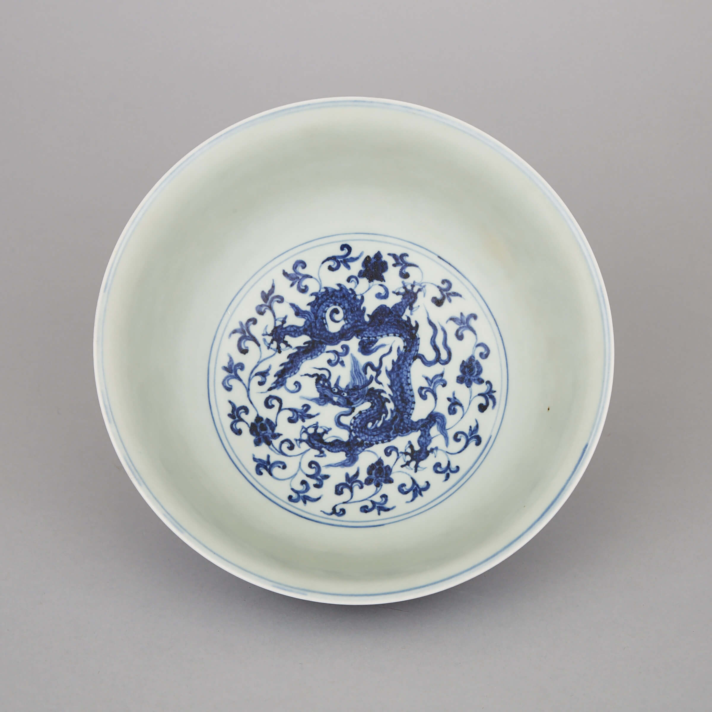 A Ming-Style Blue and White Dragon Bowl