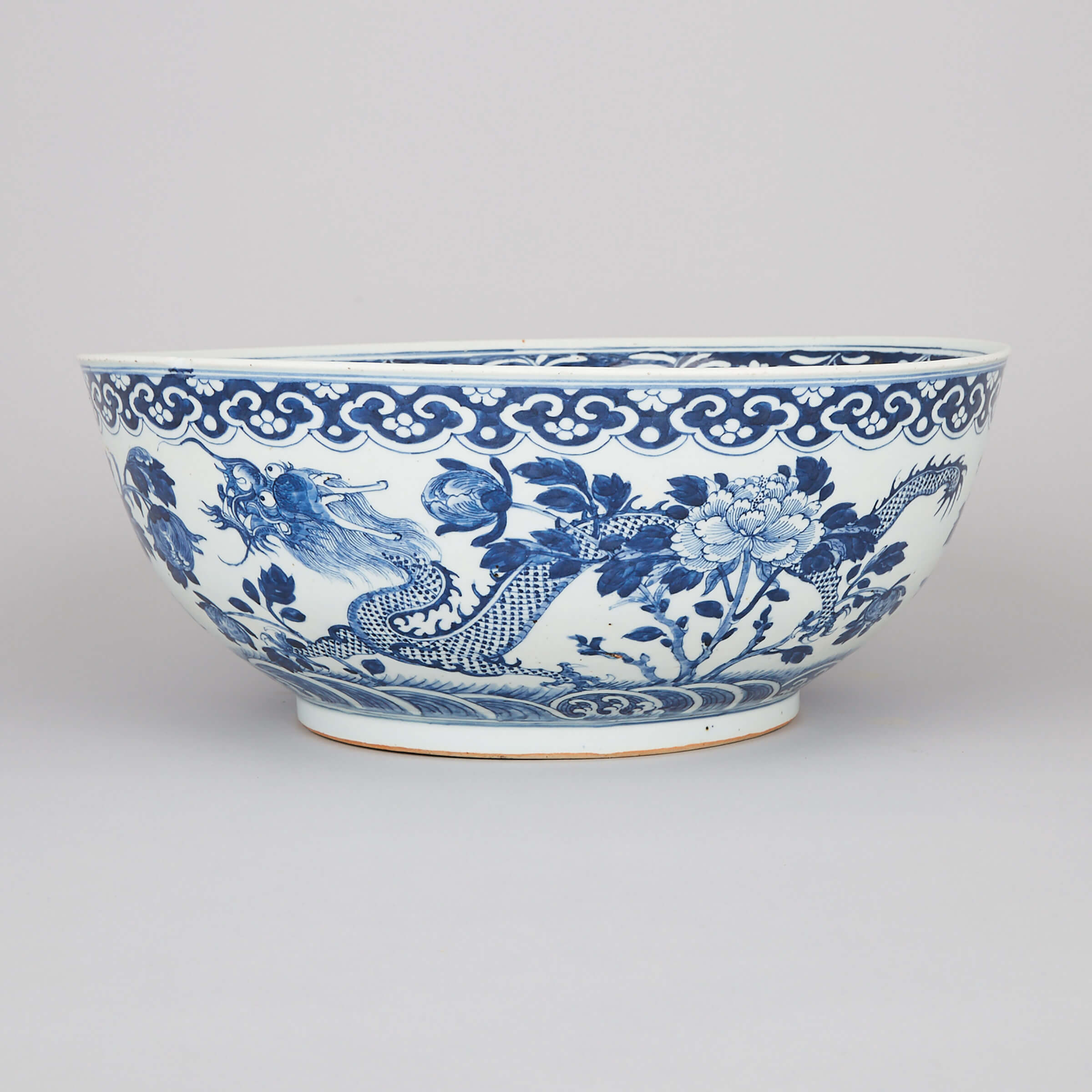 A Massive Blue and White Punch Bowl, 19th Century