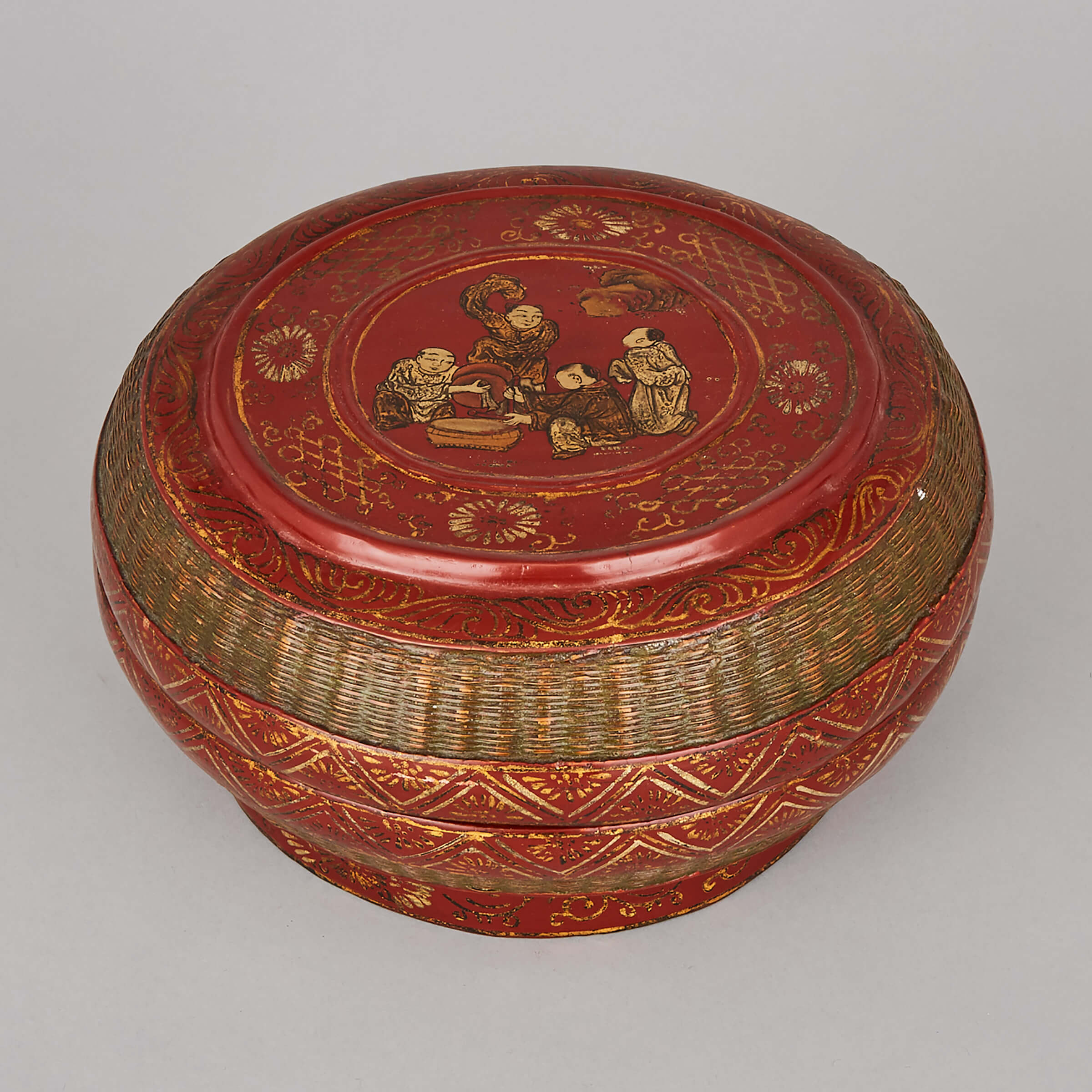 A Large Circular Lacquer Box, Early 20th Century
