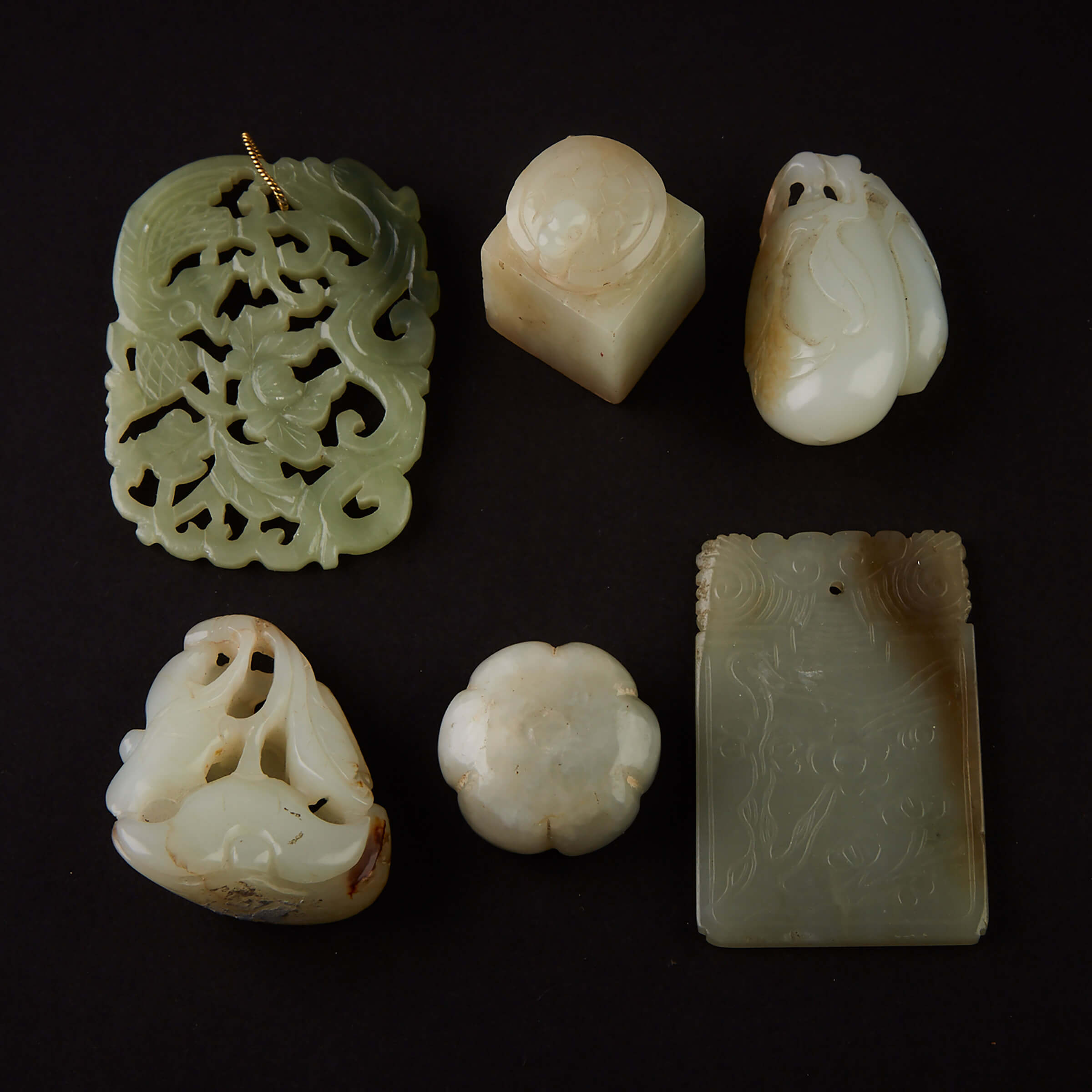 A Group of Six Jade Pieces