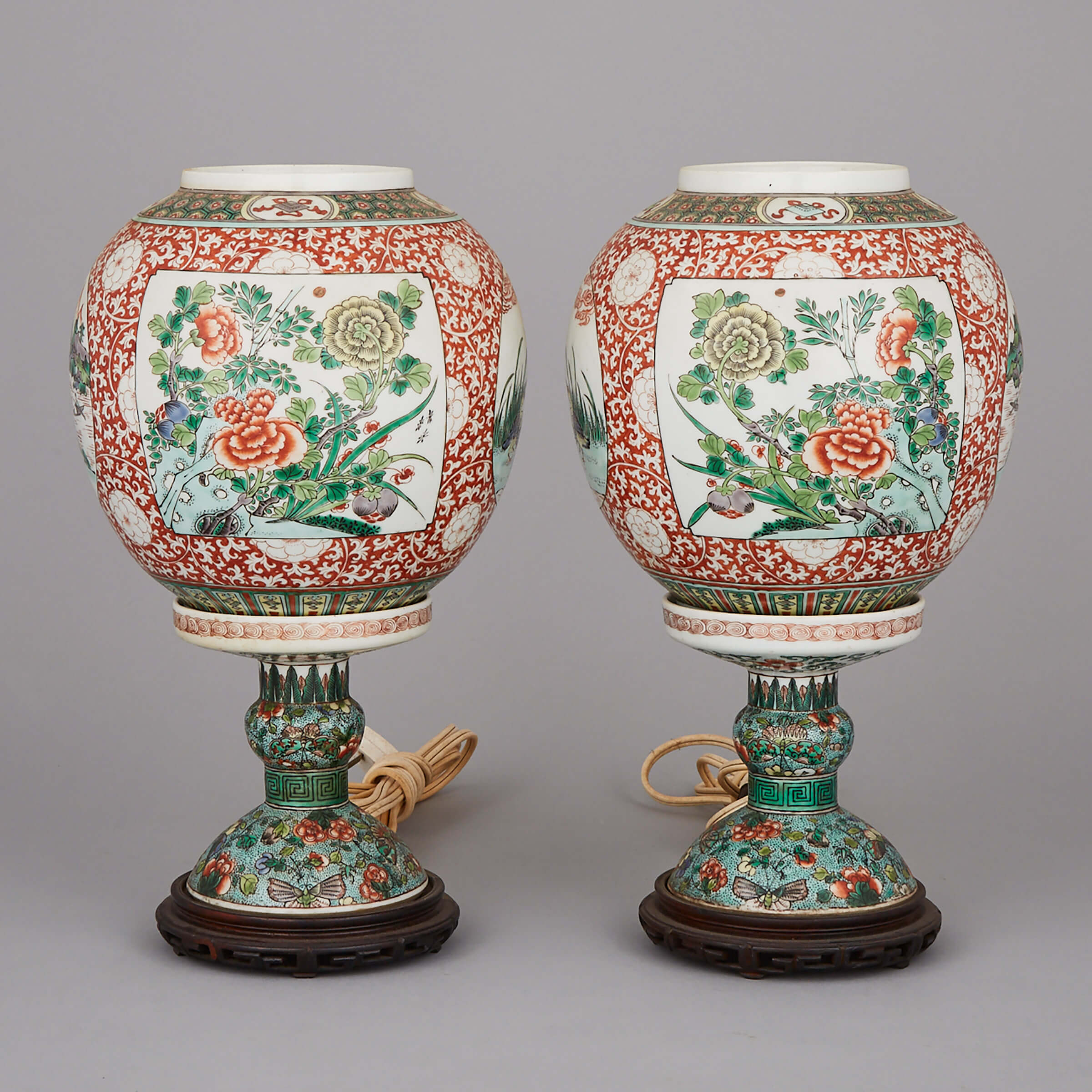 A Pair of Chinese Eggshell Porcelain Lamps