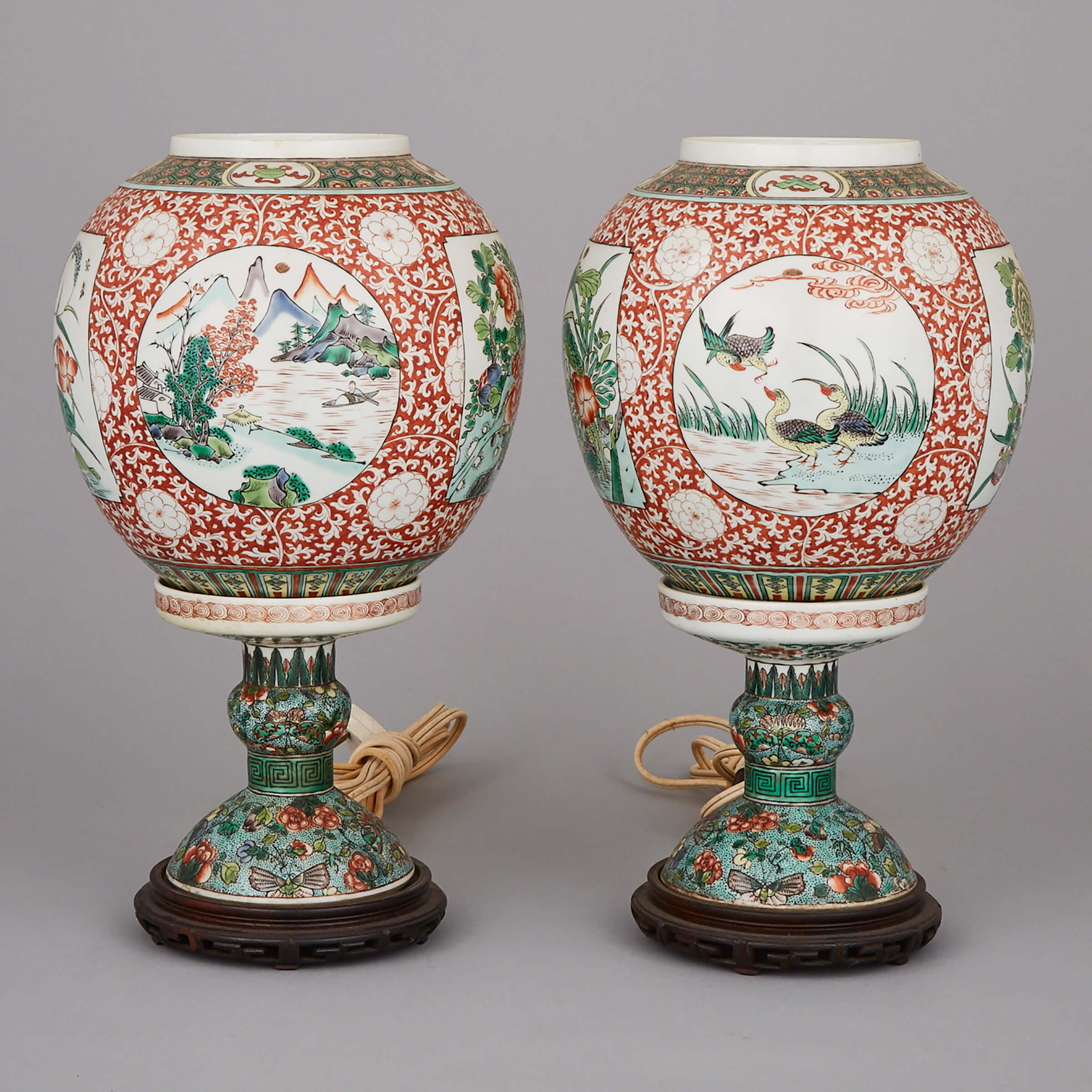 A Pair of Chinese Eggshell Porcelain Lamps
