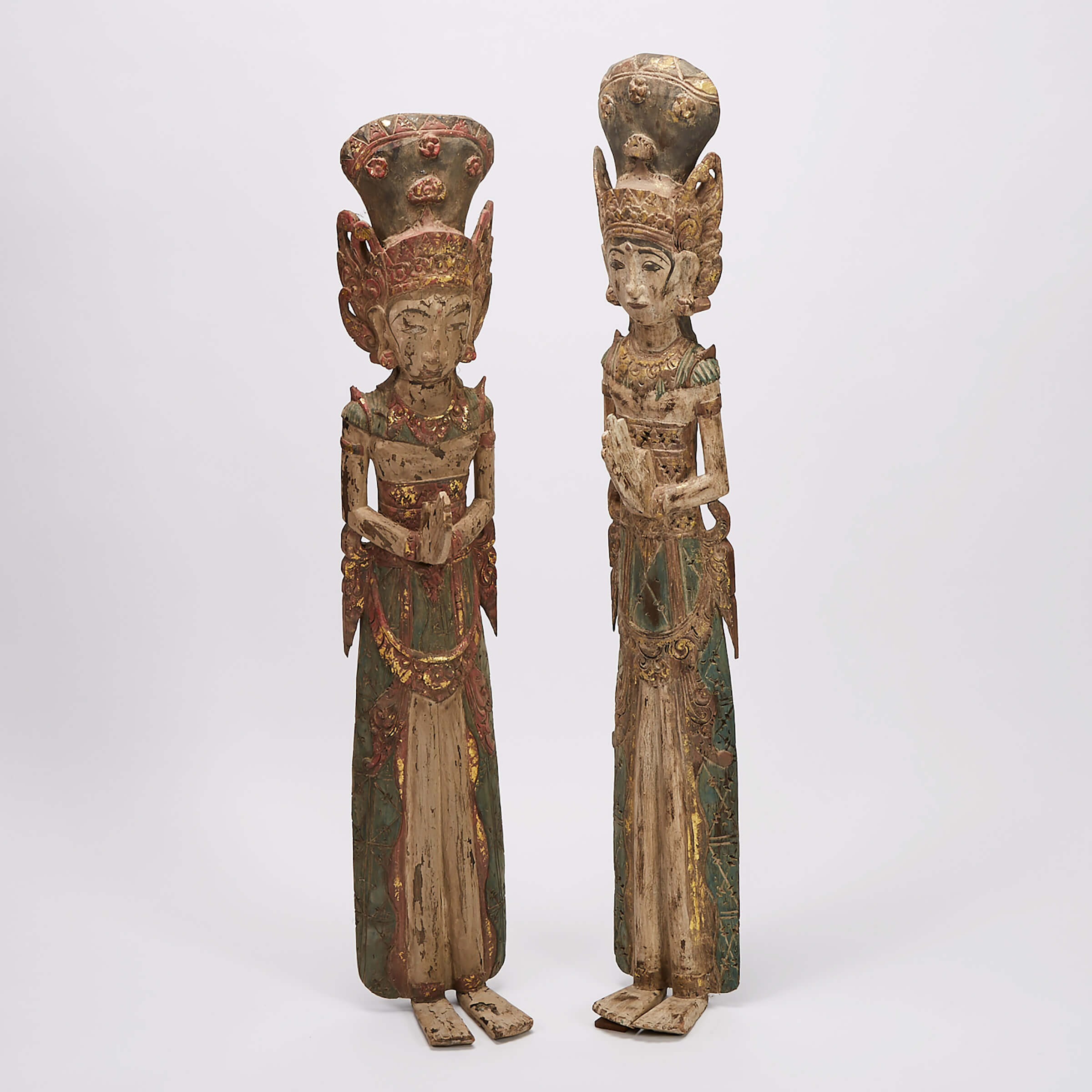 Two Southeast Asian Wood Temple Figures