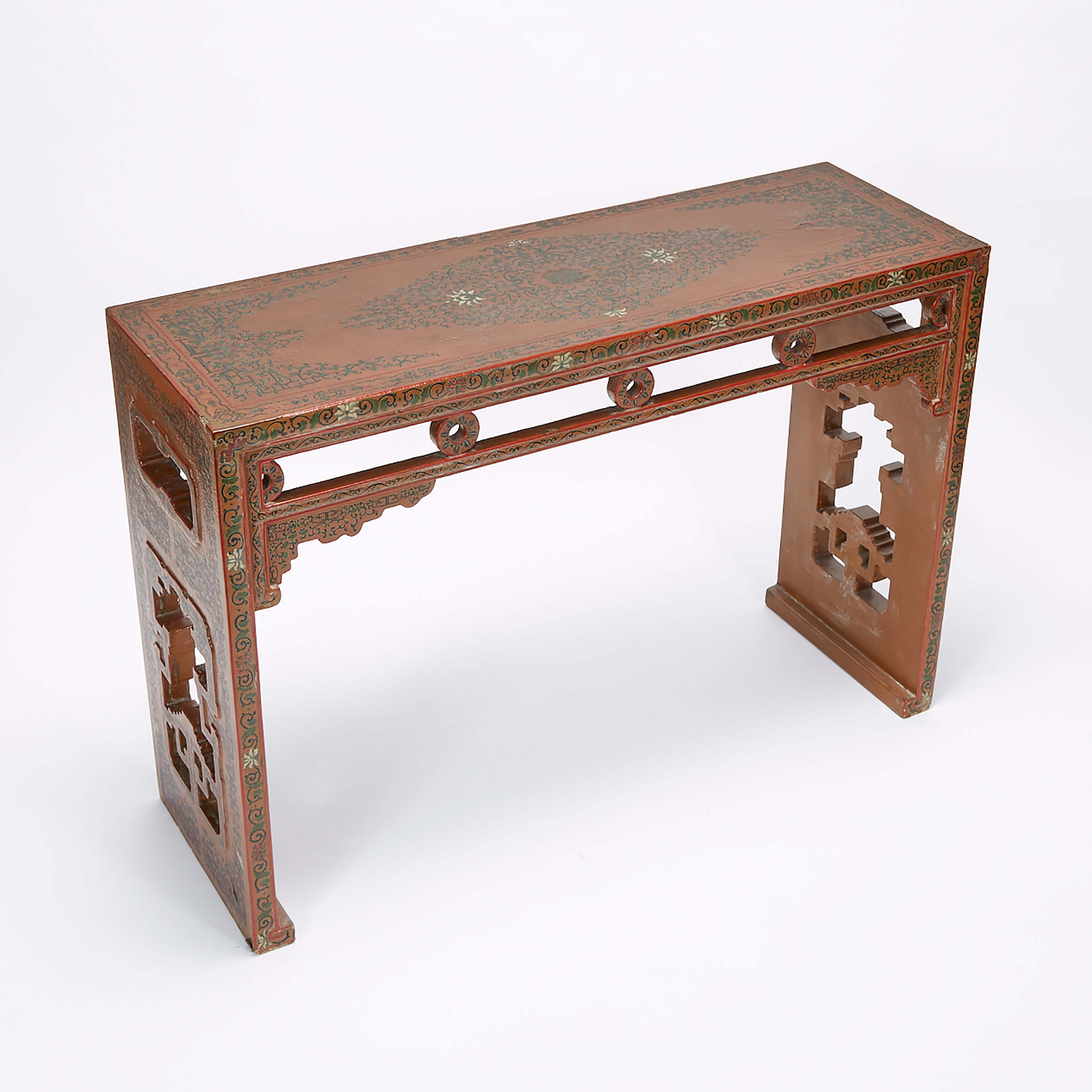 A Brown Lacquer Long Table, 19th Century